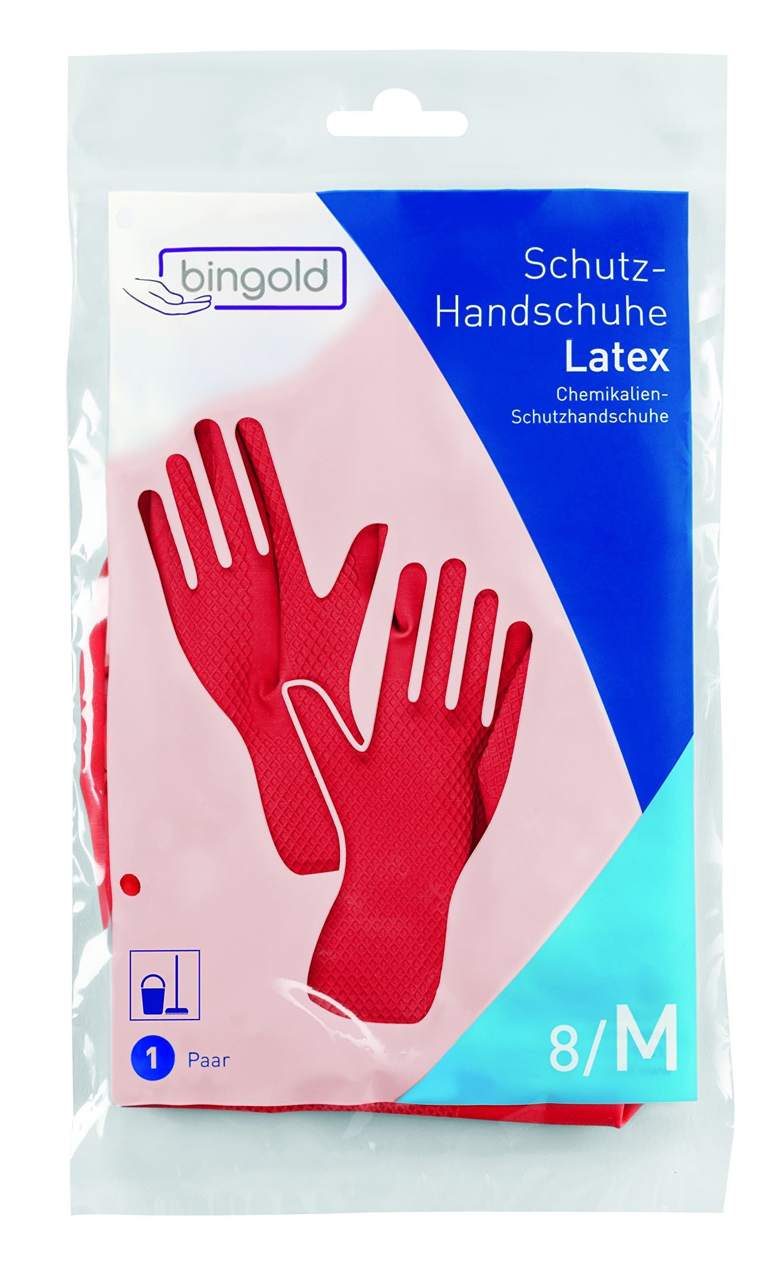 Bingold Latex Protective Gloves, Red, 1 Pair