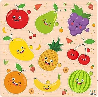 Webby Wooden Fruits Montessori Educational Pre-School Puzzle Board Toy For Boys And Girls, Kid