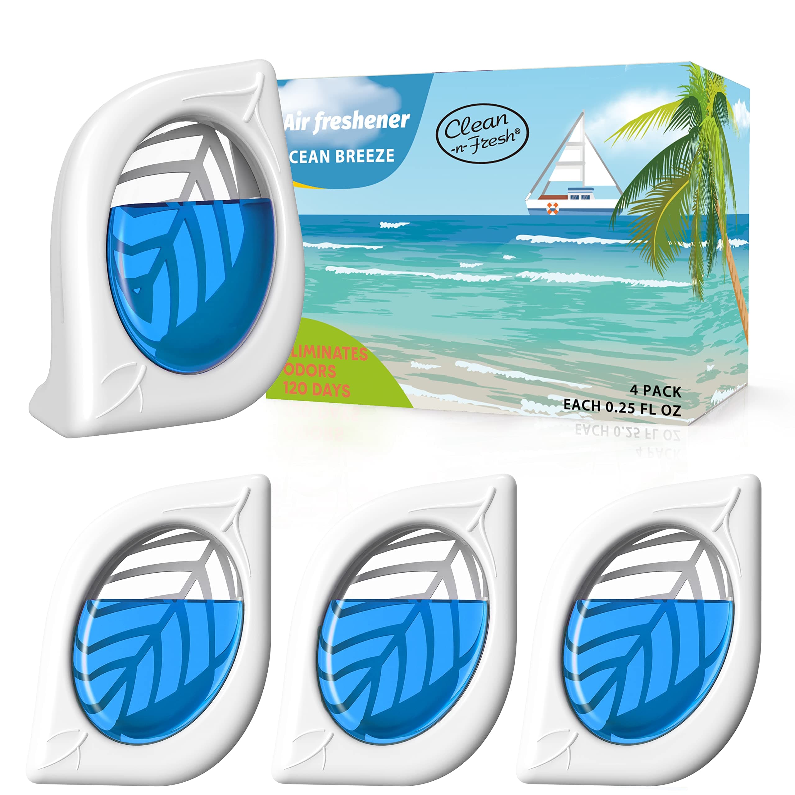 Air Deodorizer, 4 Pack, Ocean Scent, Odor Eliminator for Small Area Closets Bathroom Pets Strong Odor, Up to 120 Days