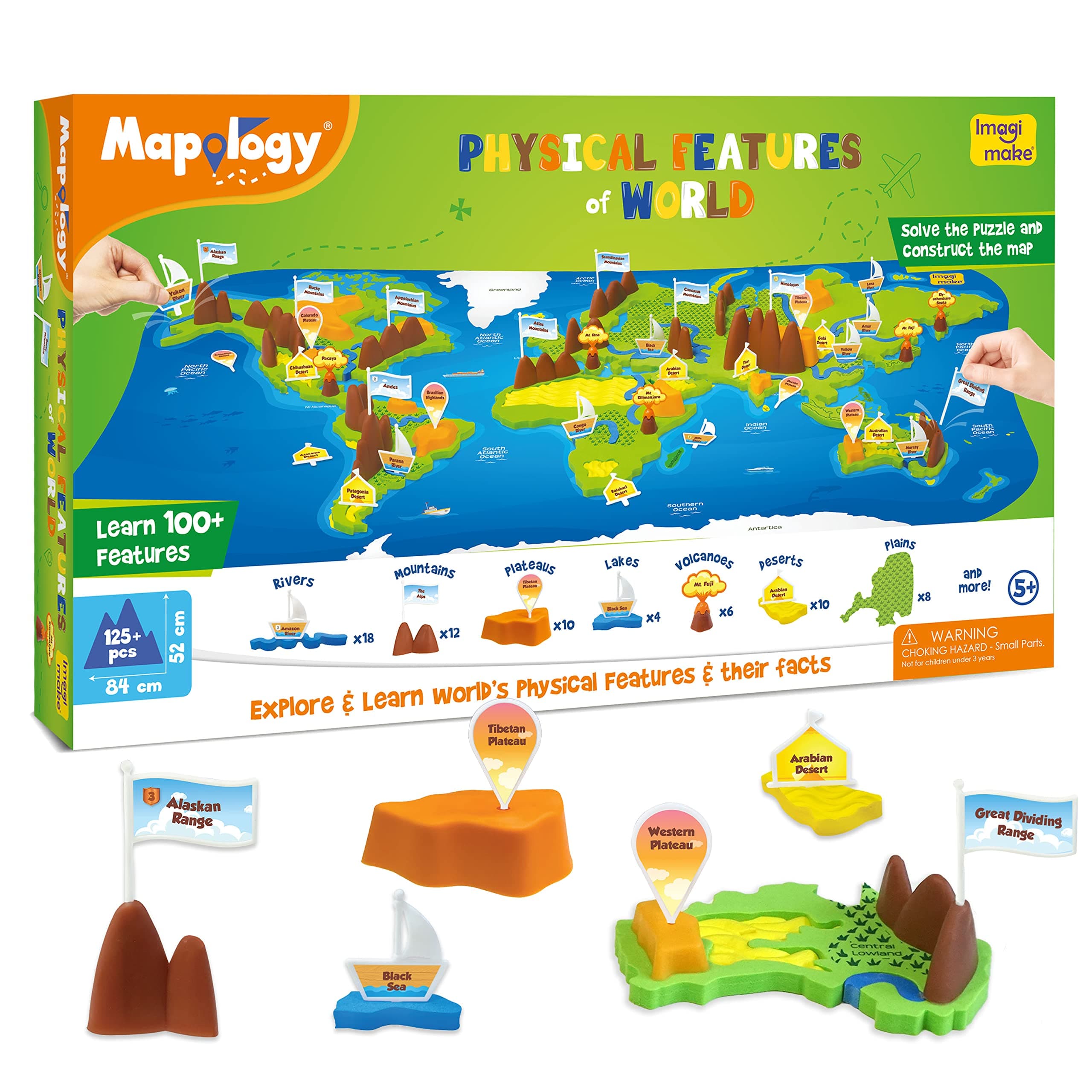 Imagimake Mapology Physical Features of World Map | 3D Puzzle & Construction Toy | Birthday Gift for Girls & Boys Ages 5, 6, 7, 8, 9, 10, 11, 12 | DIY Science Kit for Kids
