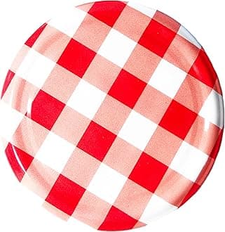 Metal Lug Cap 82 mm Lid for Glass Storage Jars and bottles (brand peerul) (Pack of 48, Red Checkered)