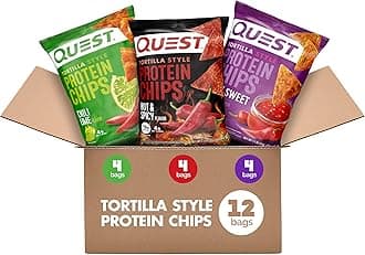 Nutrition Tortilla Style Protein Chips, Spicy Variety Pack, Chili Lime, Hot & Spicy, & Spicy Sweet Chili, 12 Count (3 Each Flavor)