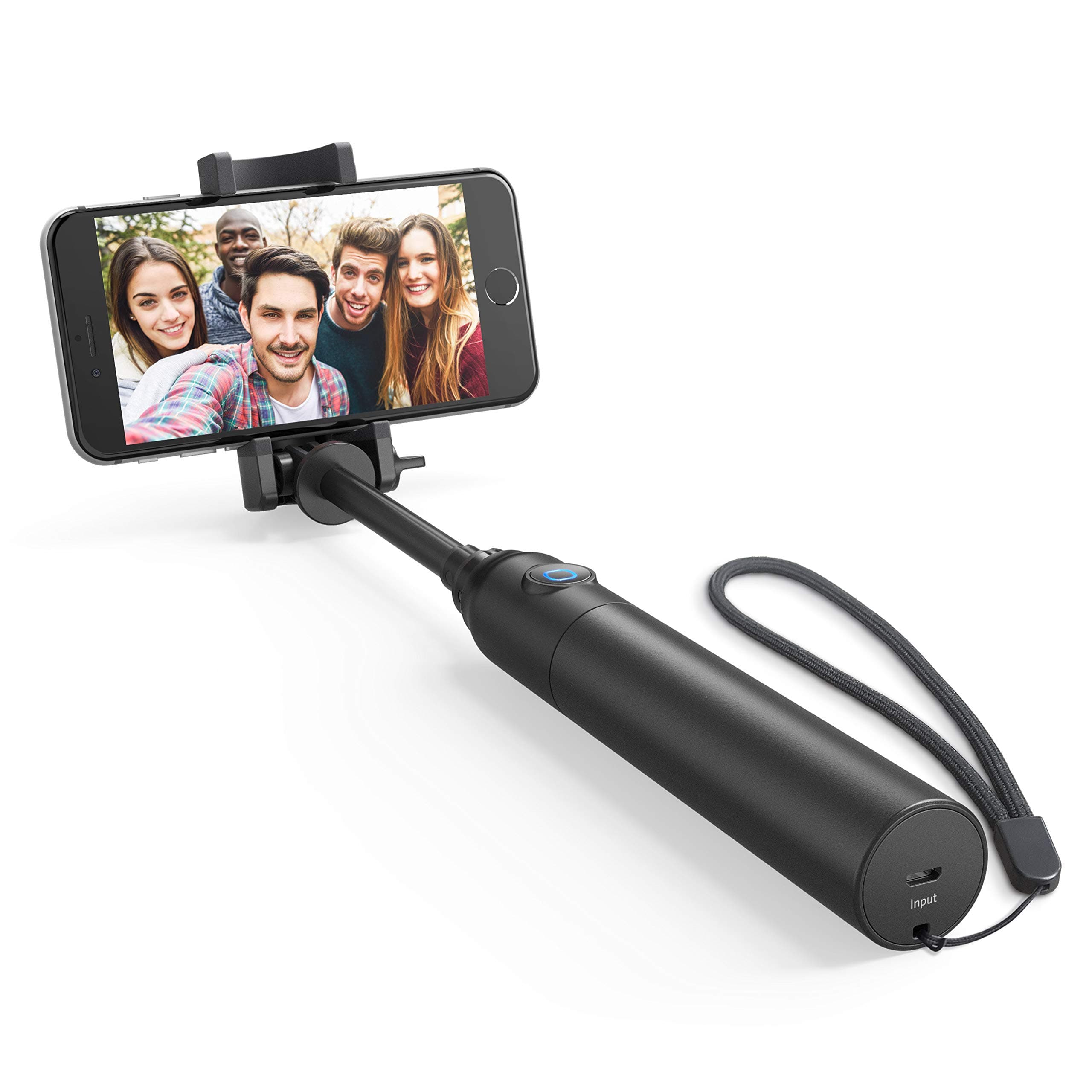 ANKER premium Bluetooth selfie stick pole with 20 hours battery life for Apple iPhone 7, 6, Android and all other smartphones, black