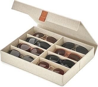 ZICOTO Beautiful Sunglass Storage Organizer For 8 Pairs - Stylish Case/Holder Displays Your Glasses And Protects From Dust