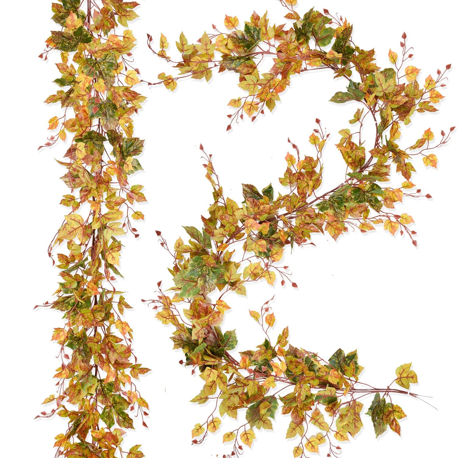 Lvydec 2 Pack Fall Maple Leaf Garland - 6.5ft/Piece Artificial Fall Foliage Garland Thanksgiving Decor for Home Party Christmas
