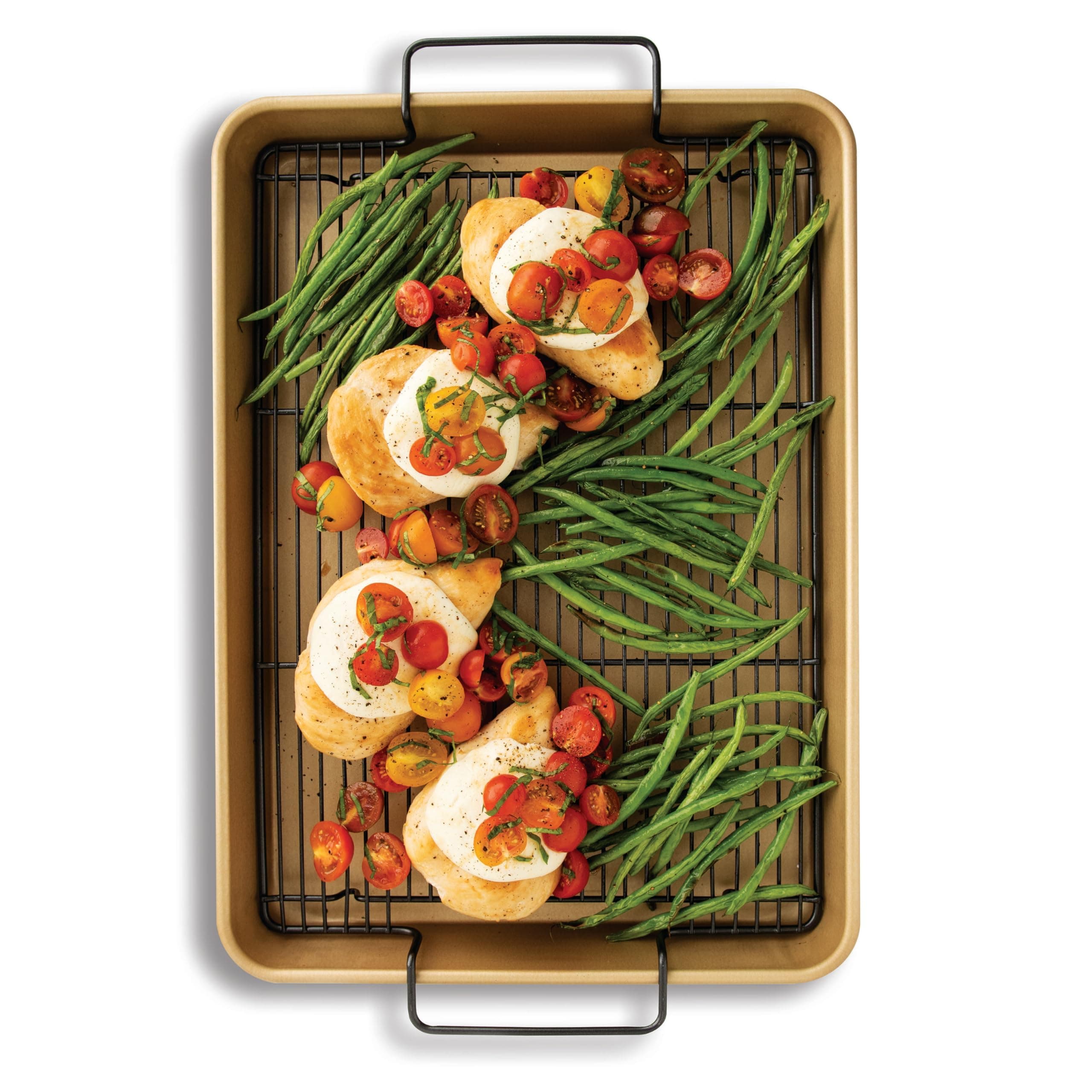 Oven Crisp Baking Tray Nonstick Bakeware, High-Sided Half Sheet