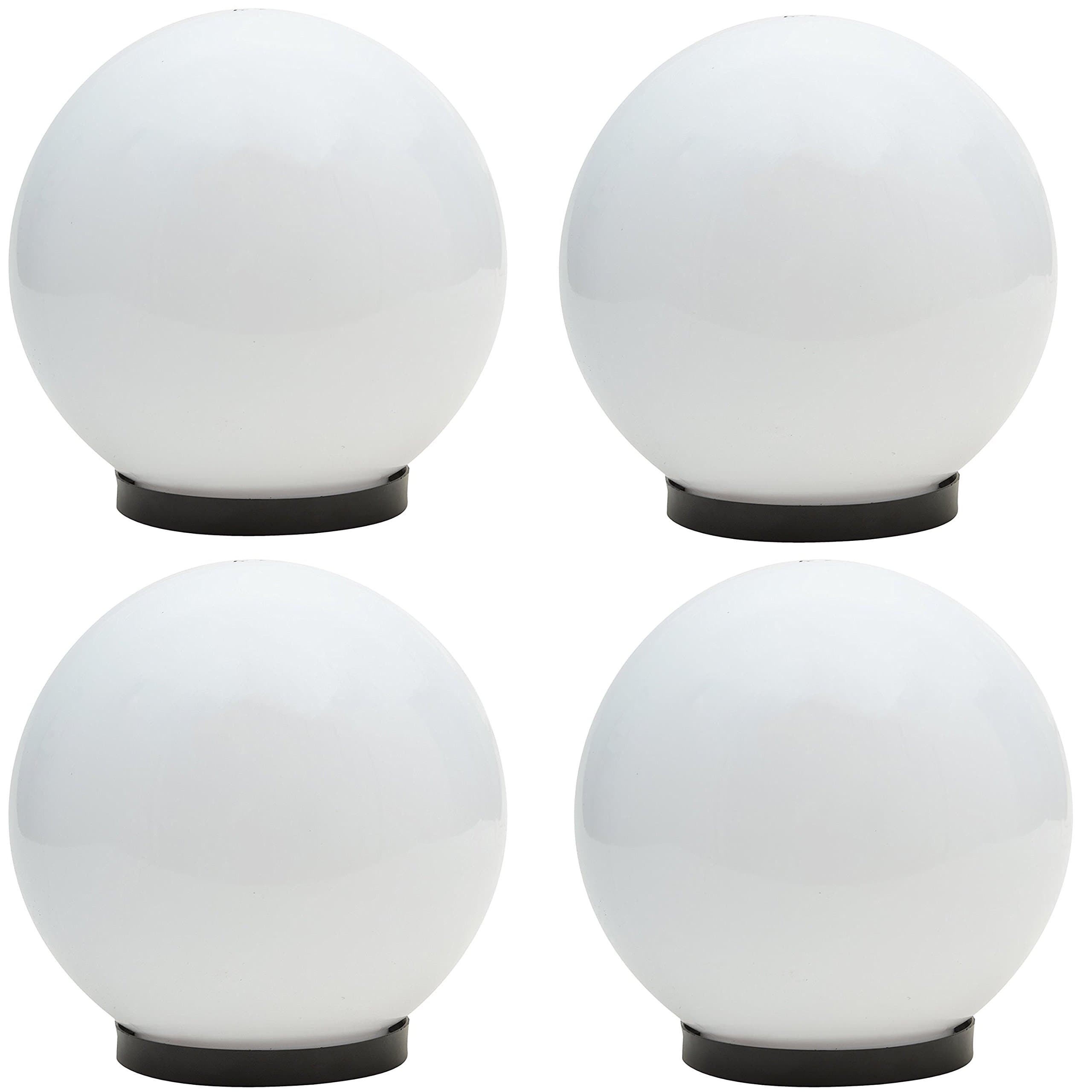 WELDECOR Polycarbonate Unbreakable Round Doom Shape Milky White Globe Light for Outdoor Pole/Pillar/gate/Garden Pack of 4