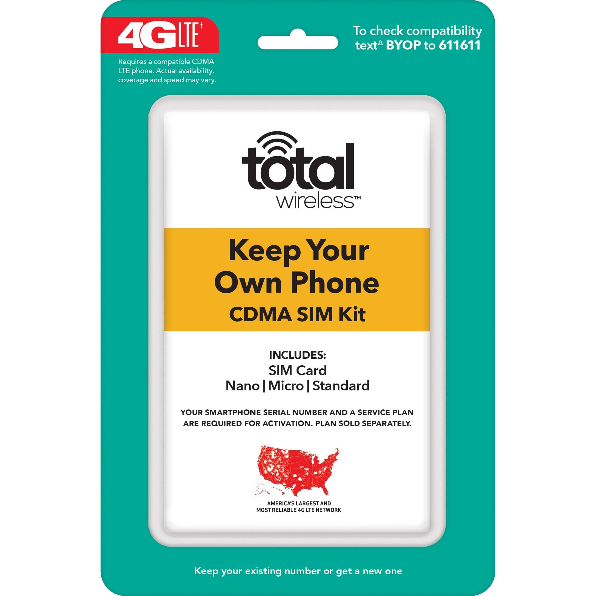 Total Wireless Bring Your Own Phone CDMA SIM Activation Kit (Triple Punch)