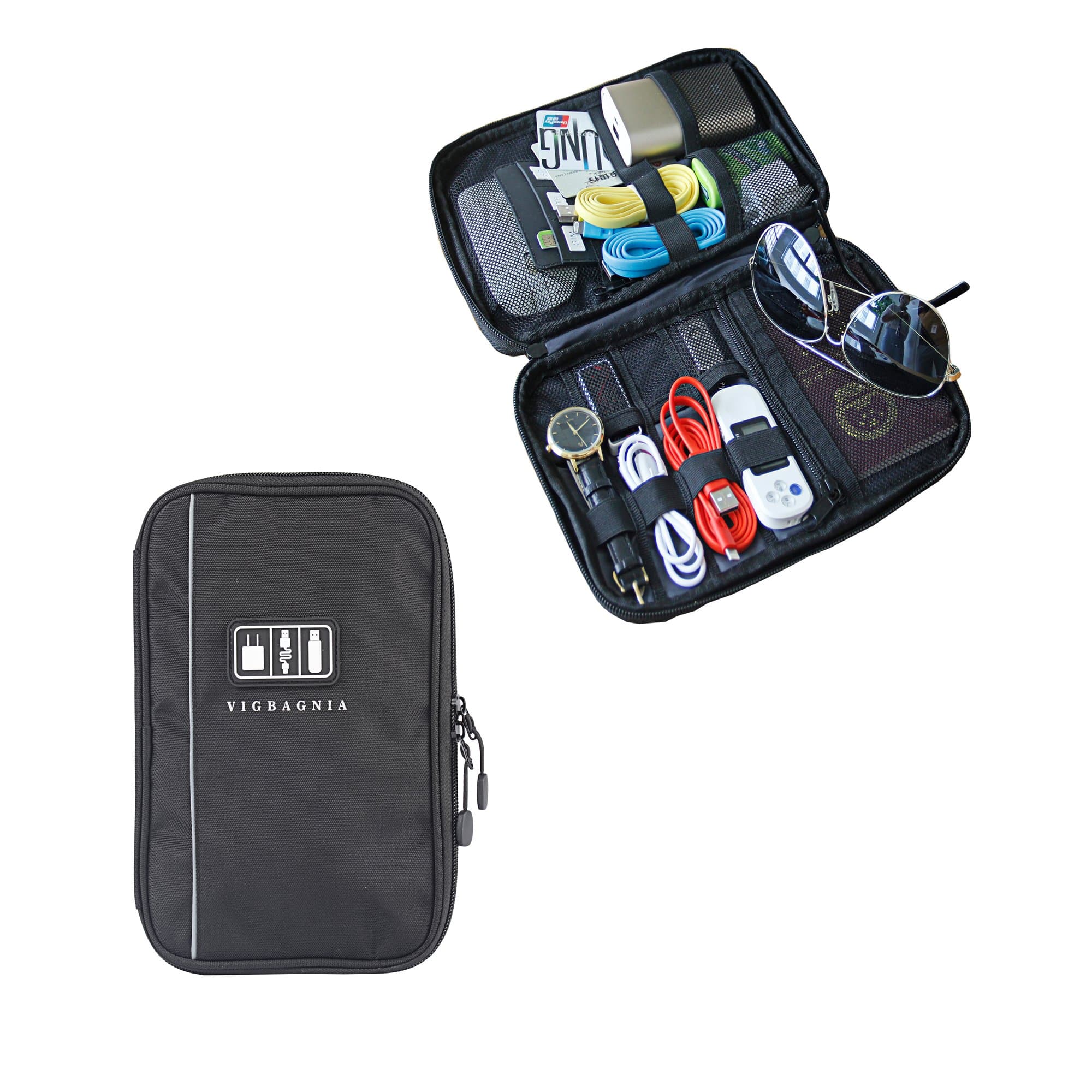 VIGBAGNIA Electronic Organizer Double Layer Cord Organizer Bag Electronics Accessories Case Business Leisure Travel Gear Carry Bag for Phone Charger and Cable
