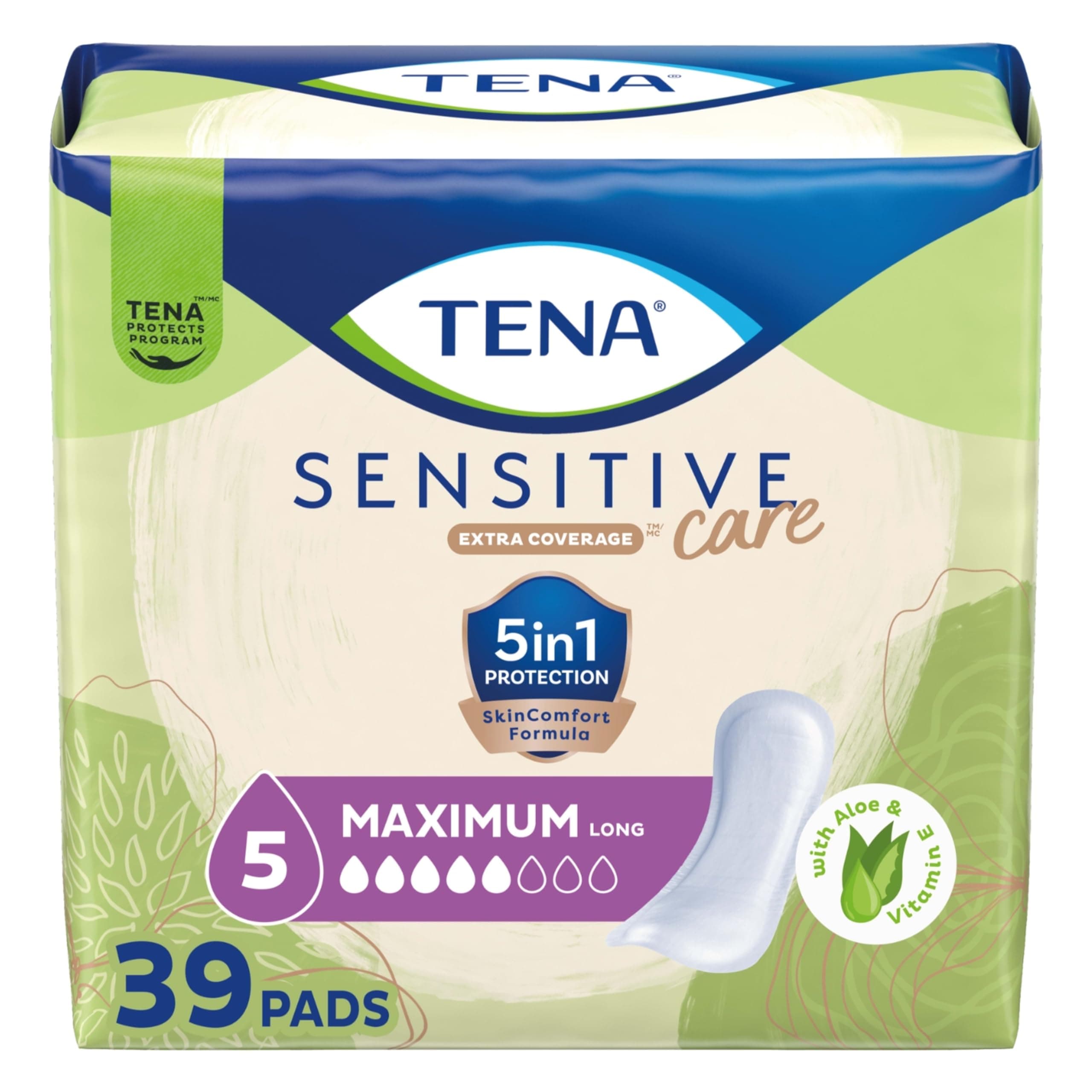 TENA Intimates Maximum Absorbency Incontinence/Bladder Control Pad, Long Length, 39 Count (Packaging May Vary)