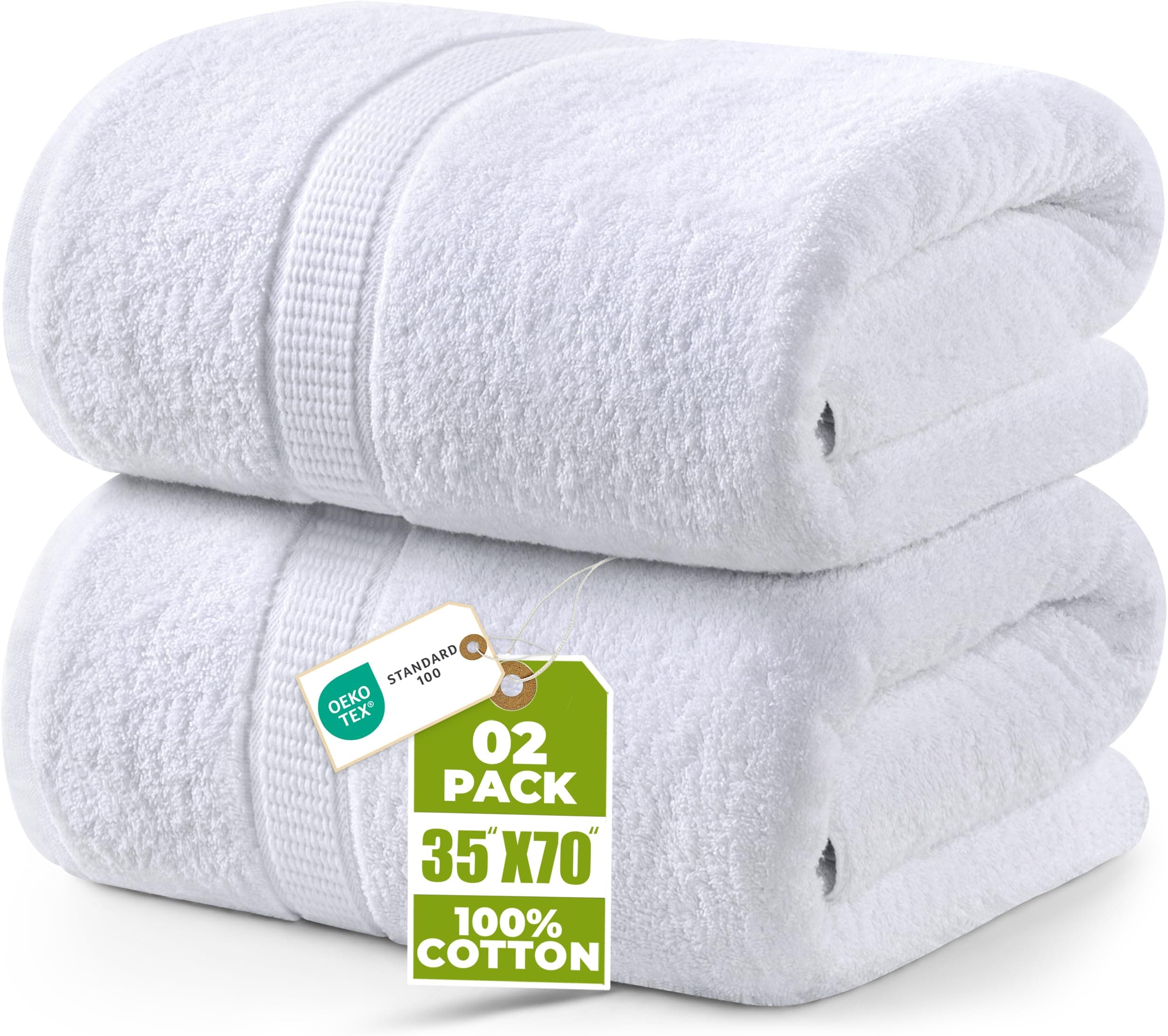 Utopia Towels - 2 Pack Extra Large Bath Towels 35 x 70 inches Bath Sheets, White