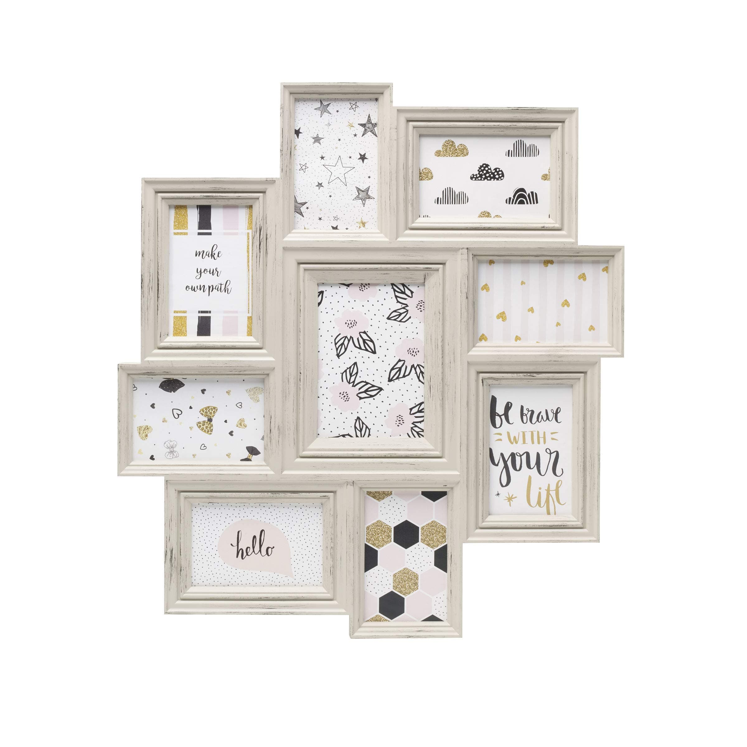 MELANNCO 9-Opening Wall Collage, Cream