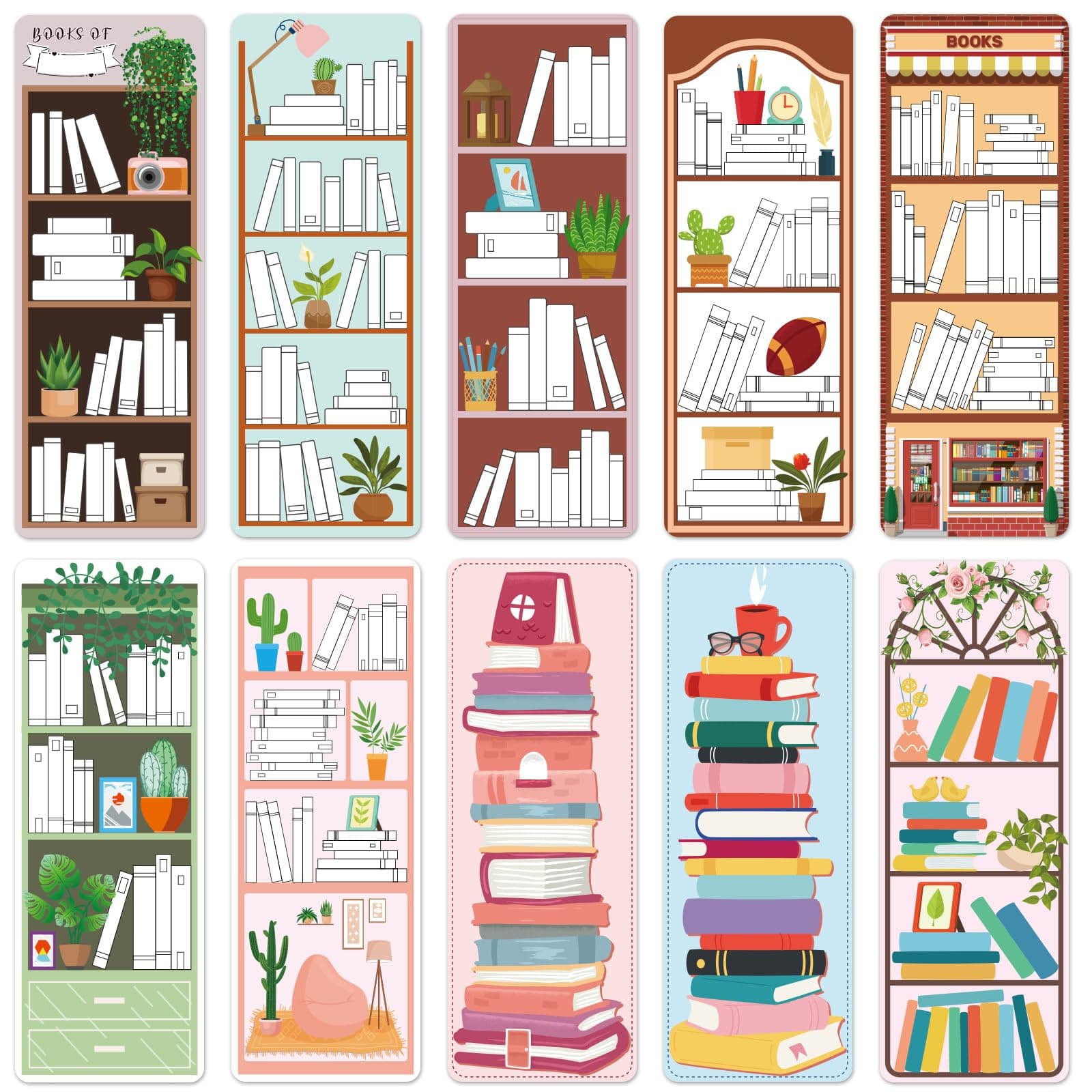 100pcs Book Tracker Bookmark Bookshelf Design Bookmark Double Sided Reading Page Marker Bookmark for Book Lovers Cute Bookmark Reading Bookmark for Women Students School Supplies