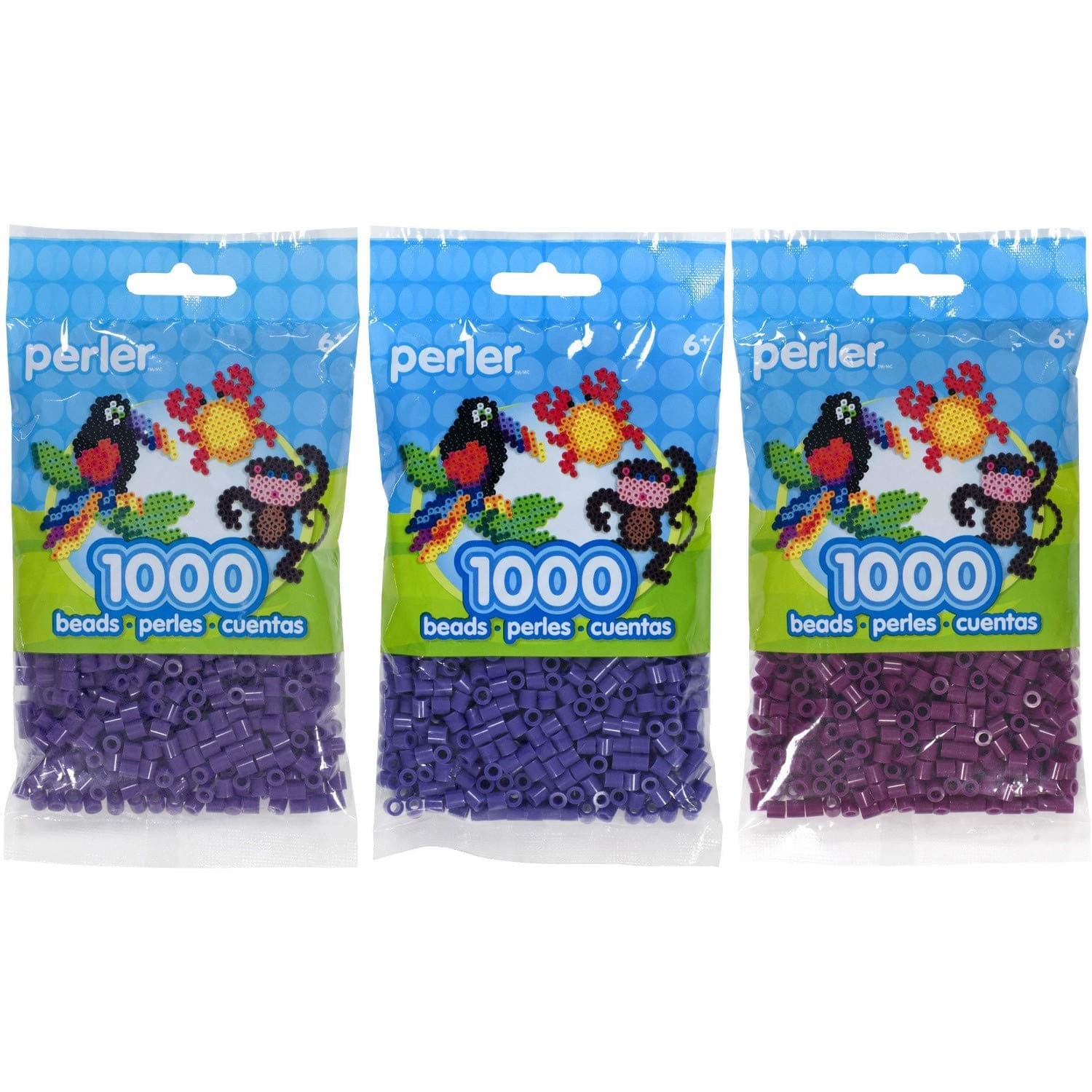Perler Bead Bag 1000, 3-Pack - Grape, Iris and Eggplant