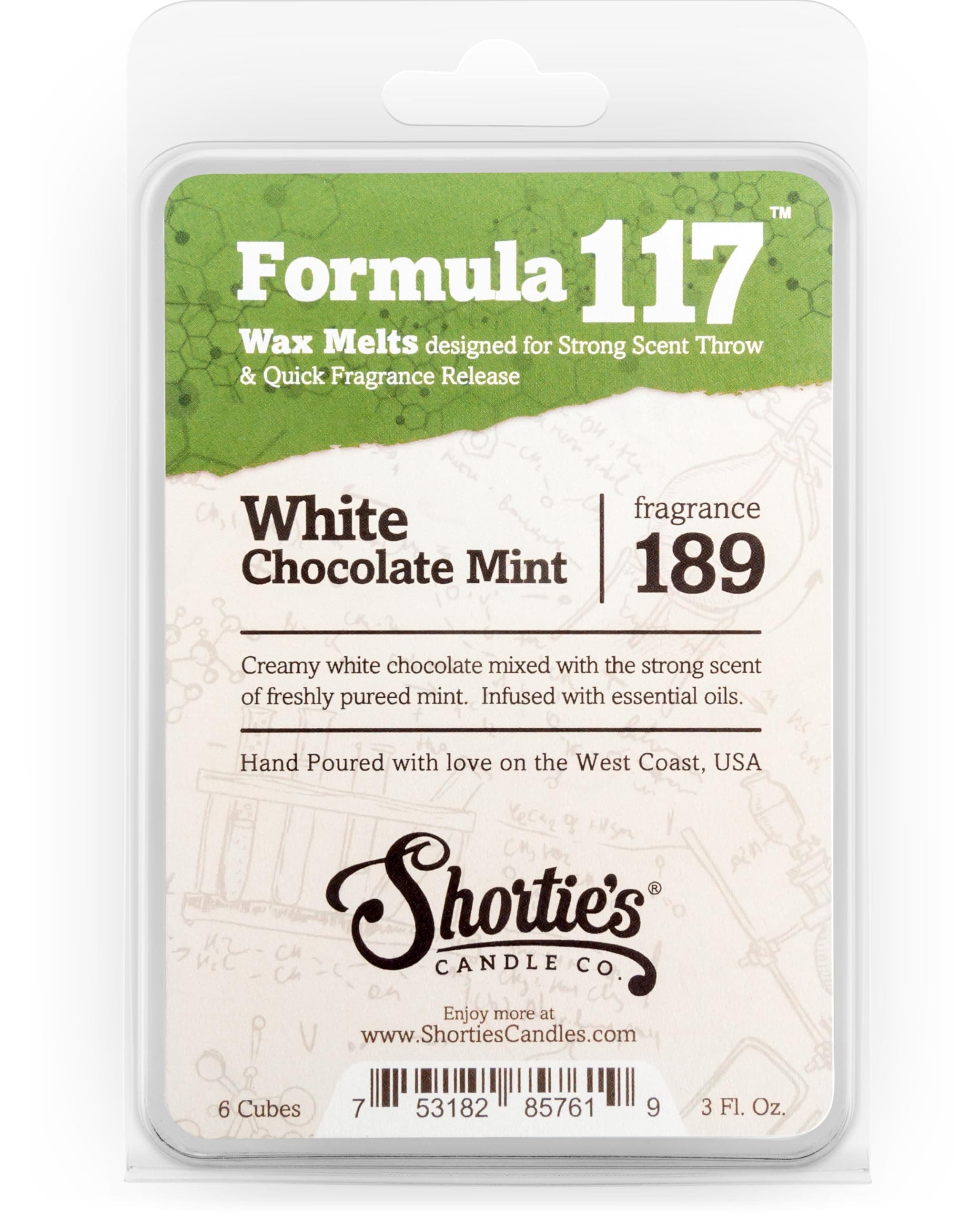 White Chocolate Mint Wax Melts - Formula 117-1 Highly Scented 3 Oz. Bar - Made with Natural Oils - Bakery & Food Air Freshener Cubes Collection