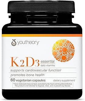 K2D3 - Bone & Heart Health Support - Combines Vitamin D3 & Vitamin K2 - Dairy, Soy & Gluten Free - 60 Vegetarian Capsules