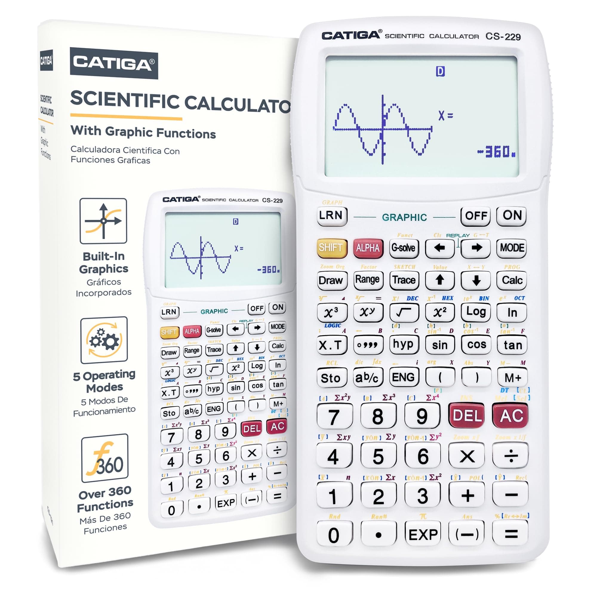 Scientific Calculator with Graphic Functions - Multiple Modes with Intuitive Interface - Perfect for Beginner and Advanced Courses, High School or College