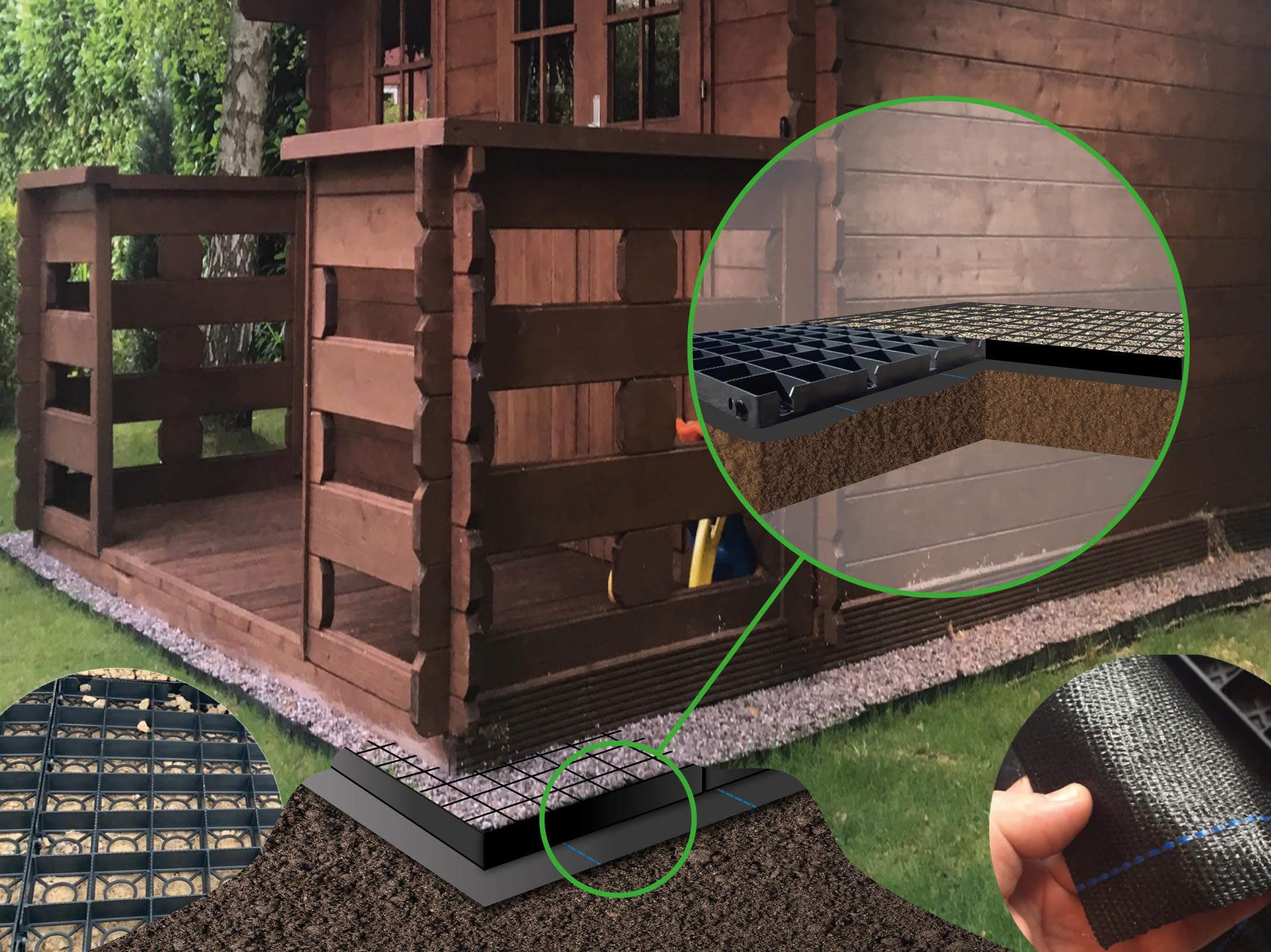 SHED BASE GRID, SHED BASE KIT, LOG CABIN BASE, GREENHOUSE BASE GRID 4M X 4M SUITS 13 x 13 FEET GREENHOUSES & SHED BASES 13 x 13 FEET = FULL ECO KIT + HEAVY DUTY MEMBRANE - PLASTIC ECO PAVING SLAB BASES & DRIVEWAY GRIDS