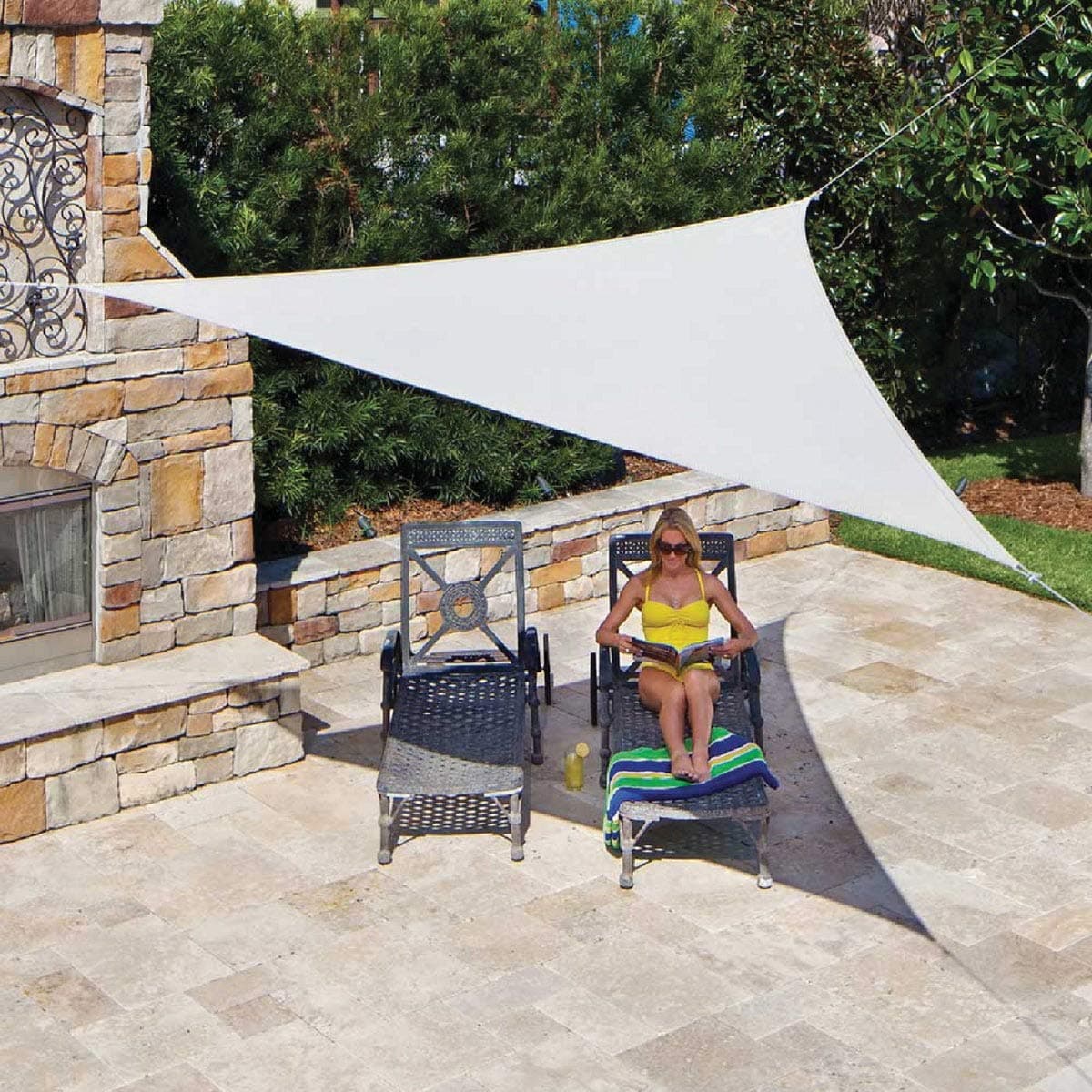 Gale Pacific Coolaroo 11 Ft. 10 in Pebble High Density Polyethylene Ready to Hang Shade Sail Canopy - 1 Each