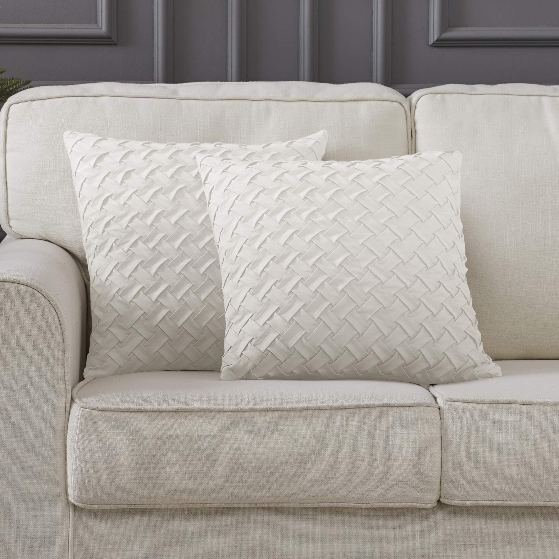 Longhui bedding 22” x 22” Throw Pillow Covers (Set of 2) – Decorative Throw Pillow Cover for Sofa, Couch, Chair – Square Decorative Pillowcase – White