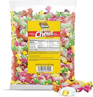 Candy Break Toffix Fruit Chews - Variety Pack of Fruit Candy with Flavored Filling, Strawberry, Apple, Watermelon, Cherry, Pineapple, Orange Flavors, Individually Wrapped Snacks, 2.2 lbs