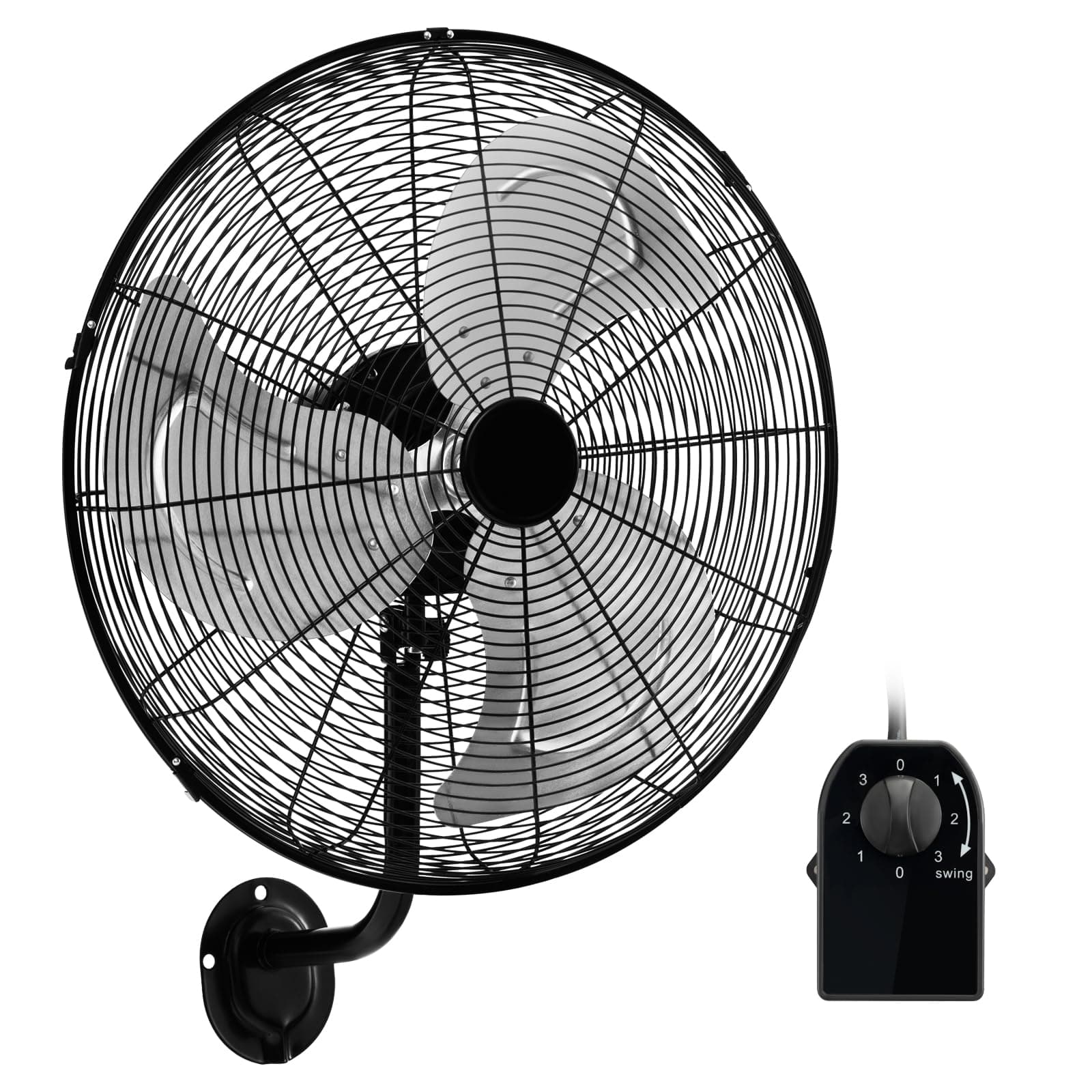 ARLIME 20 Inch Wall Mount Fan, Max. 3500 CFM Efficient Industrial Wall Ventilator w/ 3-Speed Options, 85° Oscillation, 30° Tilt, Low Noise Metal Fan for Garage, Living Room, Gym, Factory (1)