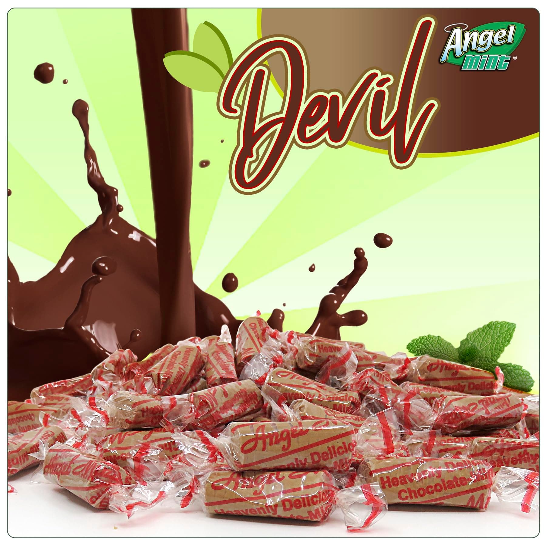 Chocolate Devil Angel Mint Cherub 16 oz Bag | Individually Wrapped Mints | Old Fashion Candy | Pure and Natural | Fat Free | Gluten Free | Soy Free | Salt Free |Vegan Friendly