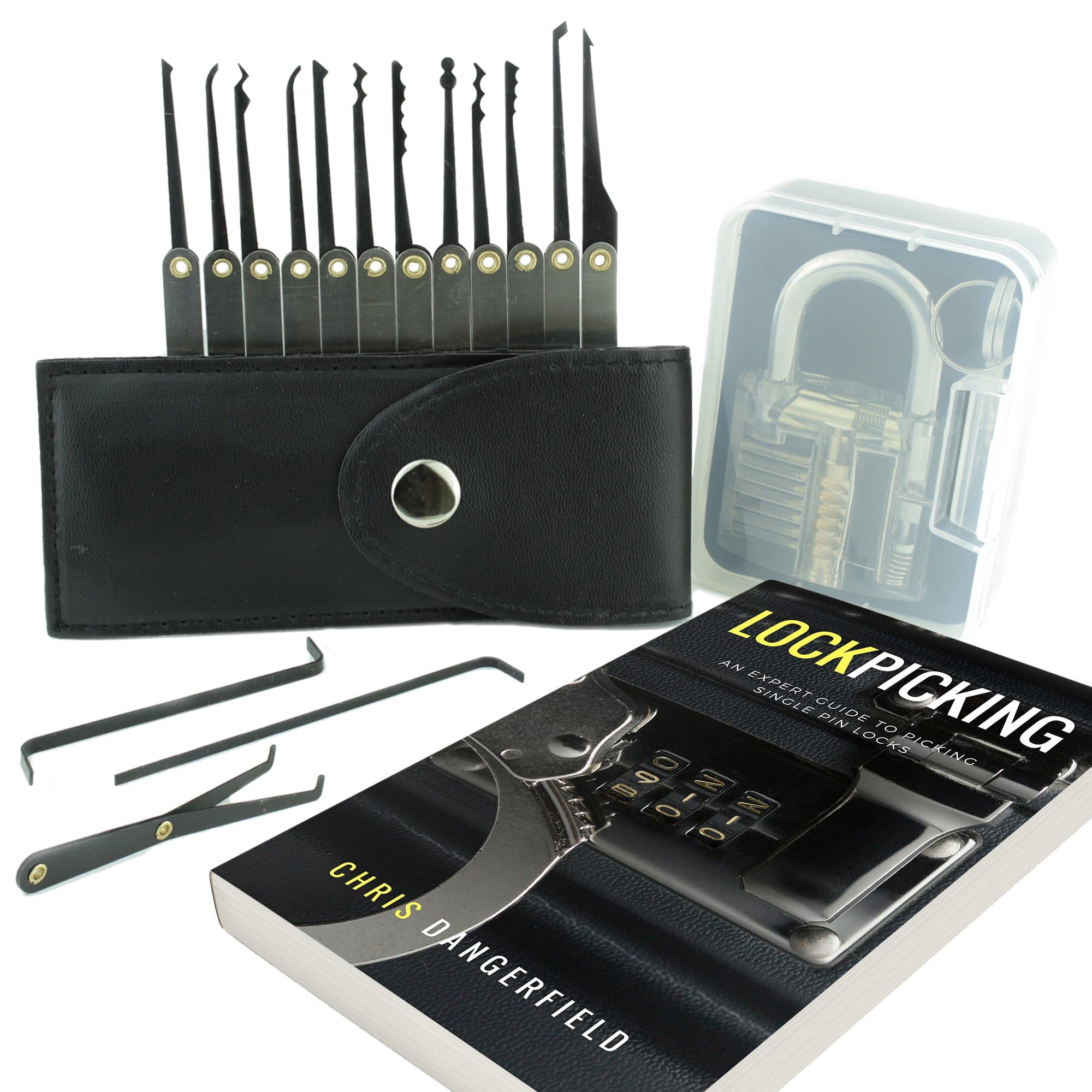 Beginners CoreX Lock Pick Set with Clear Practice Padlock and 43 Page HowTo Pick Locks eBook