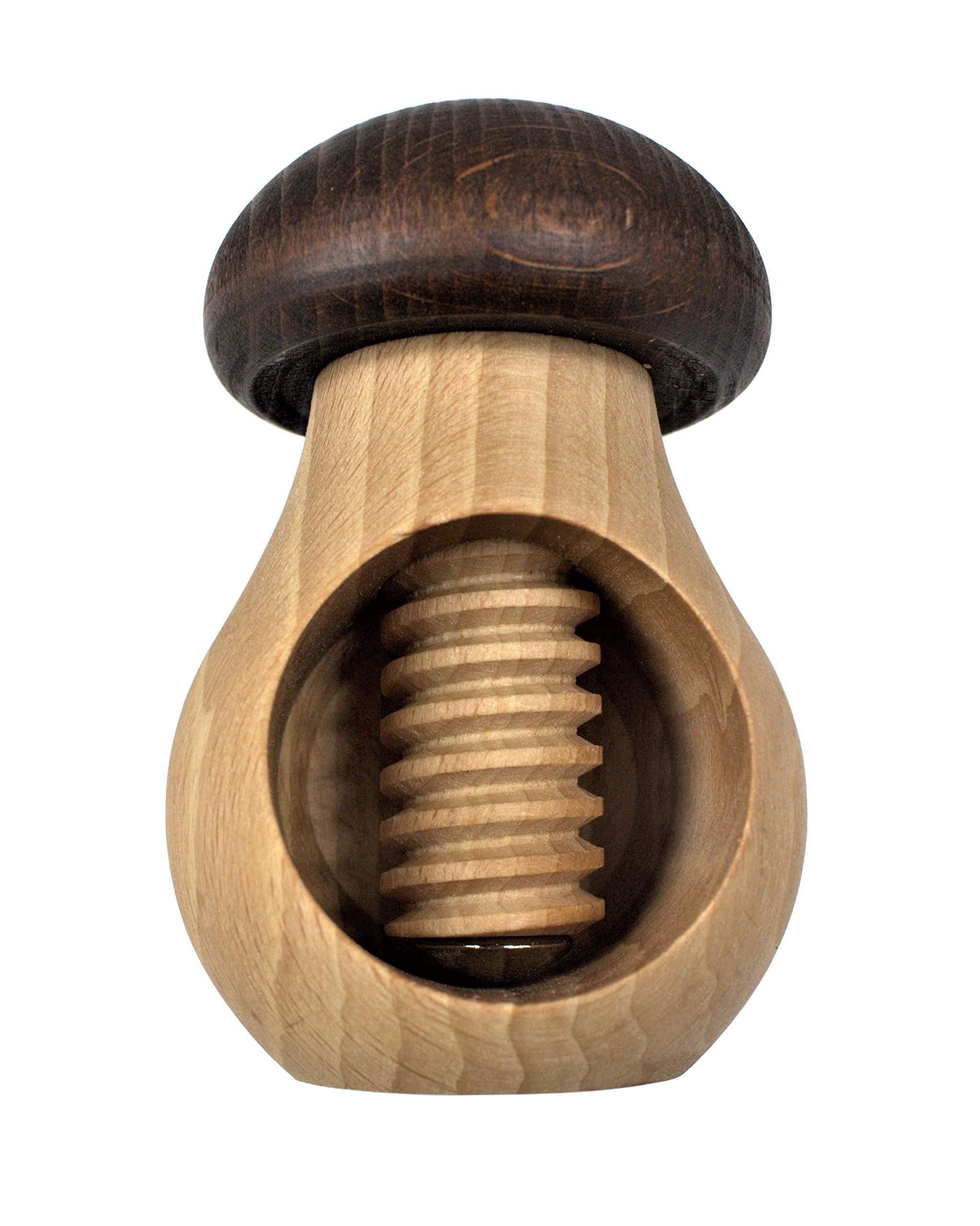EFO Wooden Nutcracker in Mushroom Design | Robust Beechwood Nut Cracker with Screw Mechanism | Effortless Tool for Cracking Walnuts, Hazelnuts and Almonds – Rustic Gift Idea