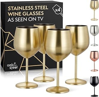 Oak & Steel - 4 Gold Wine Glasses