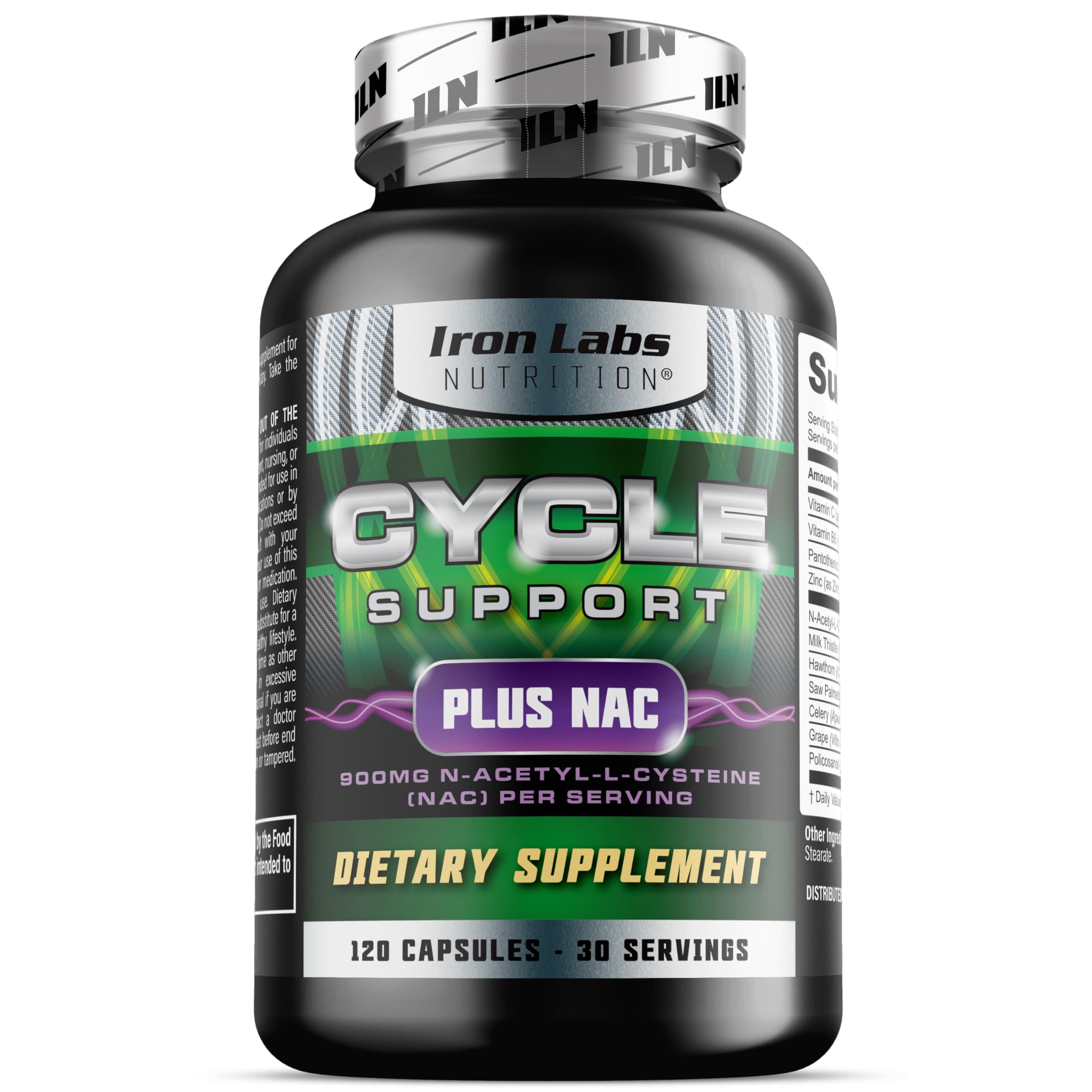 - Iron Labs Nutrition: Cycle Support Plus NAC (N-Acetyl-L-Cysteine) - On Cycle Support Supplements for Men - N Acetyl L Cysteine and Milk Thistle (120 Capsules)