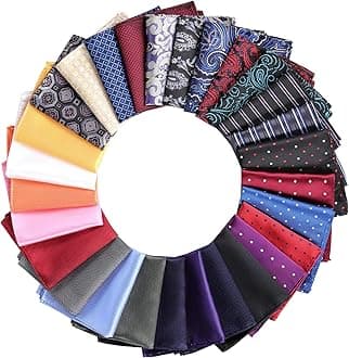 28 Pack Pocket Squares for Men Men's Handkerchief Mens Pocket Squares Set Assorted Colors with a Holder, Multicoloured, M