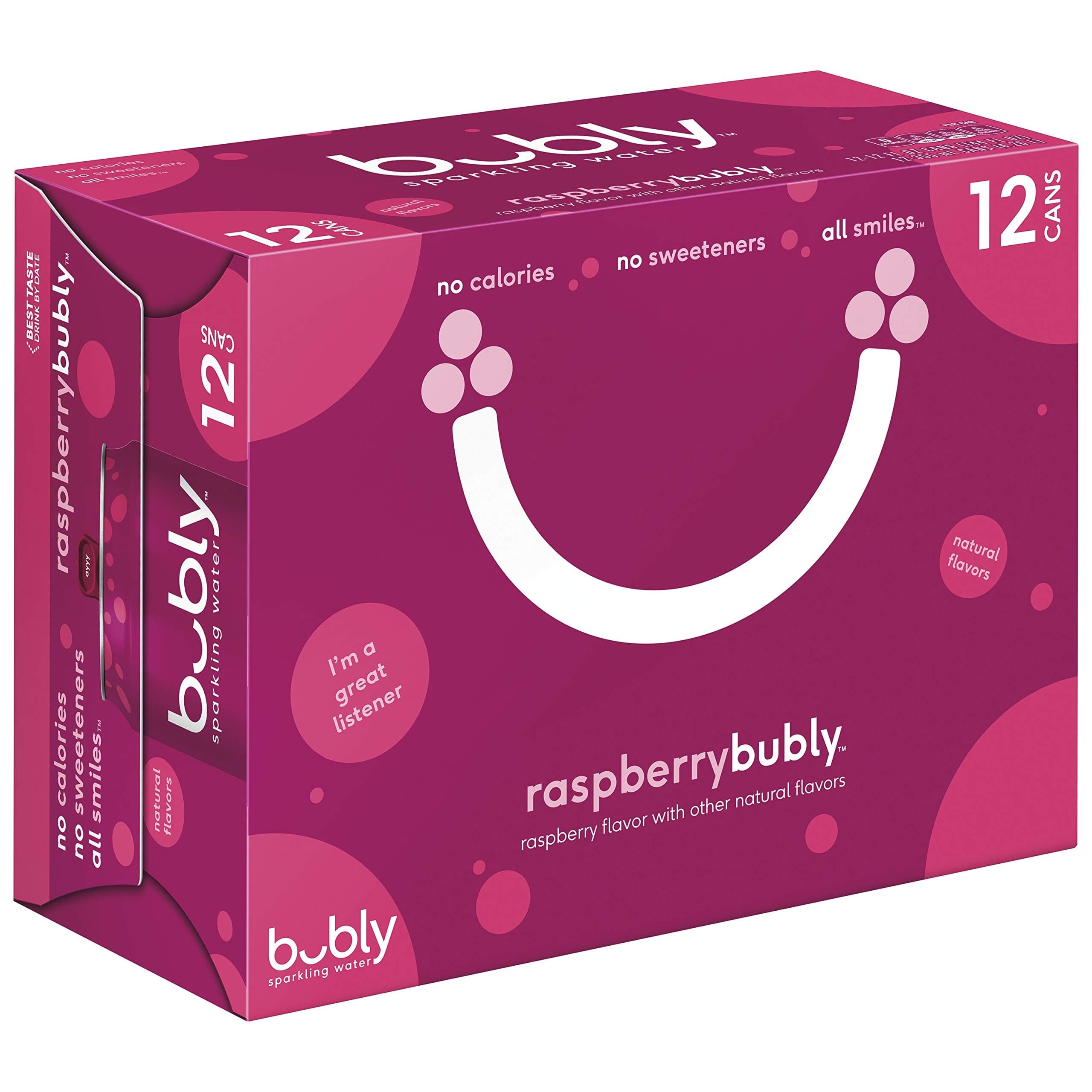 BublySparkling Water, Raspberry, 12Ounce Cans, 12 Count