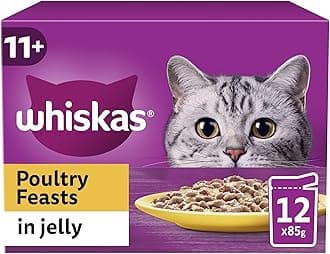 whiskas11+ Cat Pouches Poultry Feasts in Jelly, Pack of 4 (12 x 85 g)