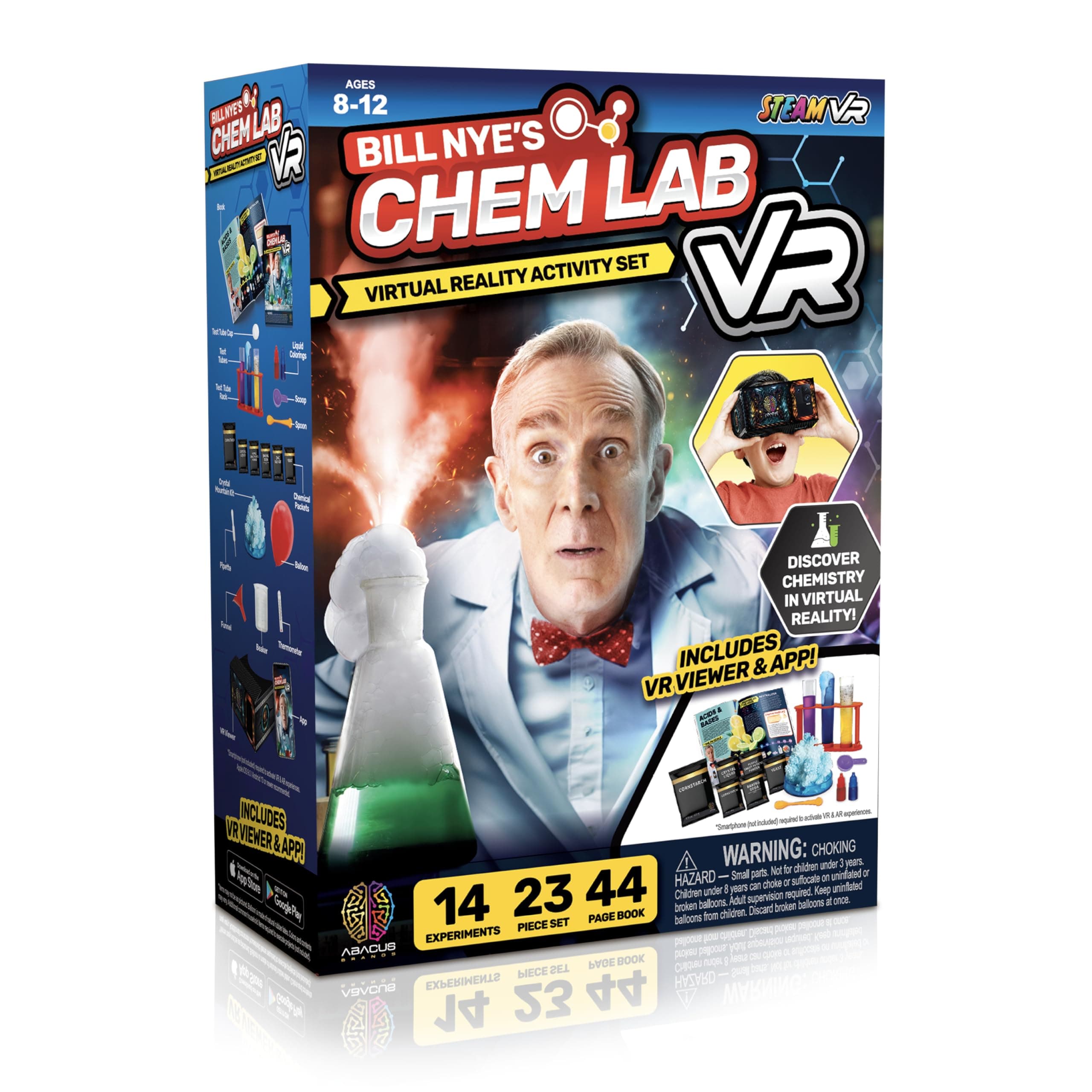 Abacus Brands Bill Nye's Science Squad |Chem Lab VR - Virtual Reality Kids Science Kit, Book and Interactive Learning Activity Set | for Ages 8 and Up