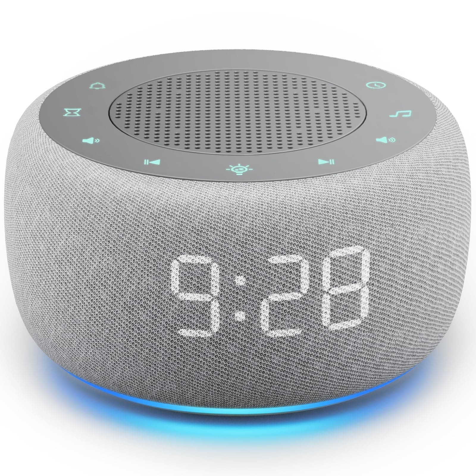 Buffbee Sound Machine & Alarm Clock 2-in-1, 18 Soothing Sound, 7 Night Light, Sleep Timer, Precise 30-Level Volume Control White Noise Machine