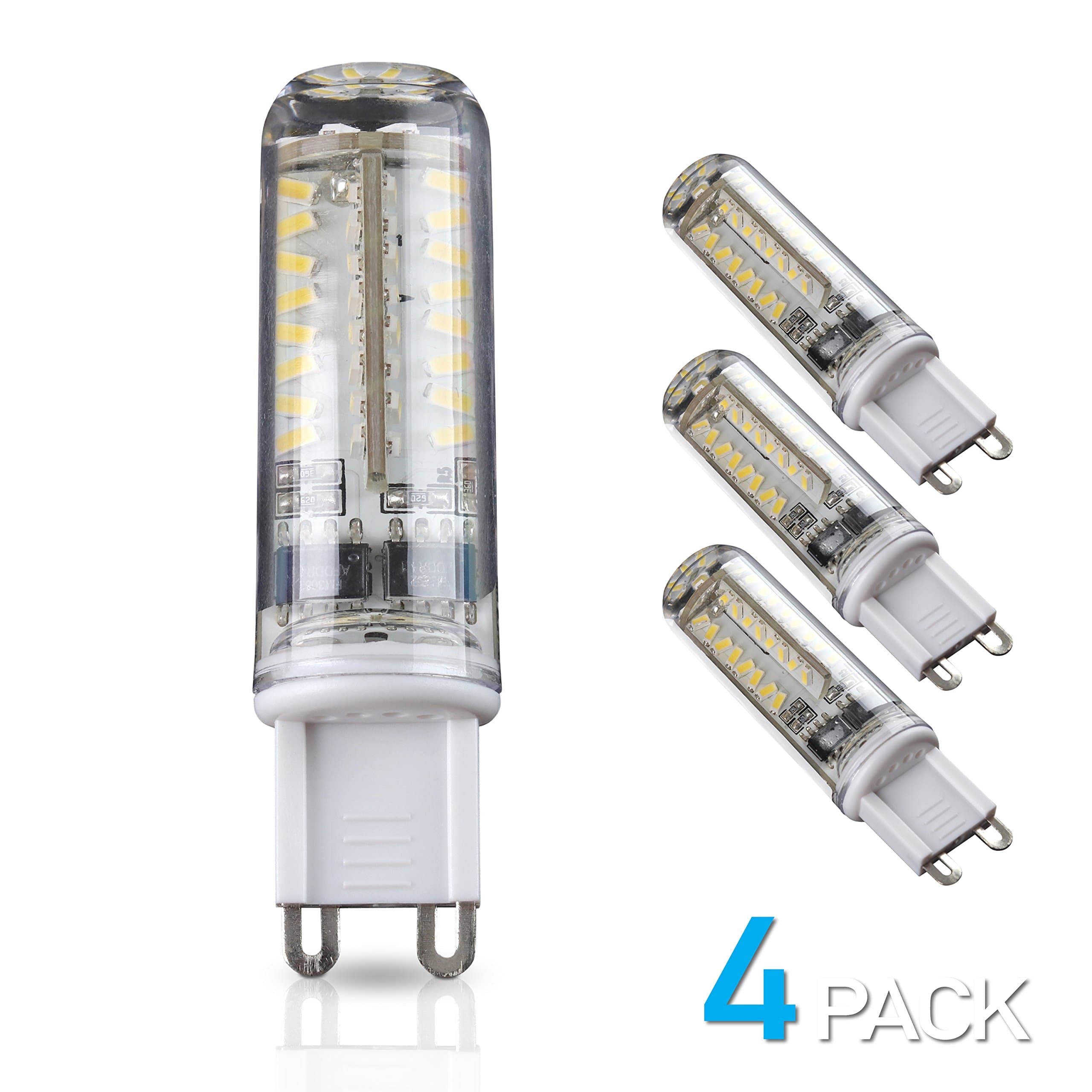 4-Pack NITOR Lighting G9 LED Bulbs, Dimmable, 3W LED G9 Replacement for 35 Watt Halogen bulb, 360 degree LED light, Silicon Chandelier G9 lamp, 300 lumens bright light, 2700k, SMD LED BULB