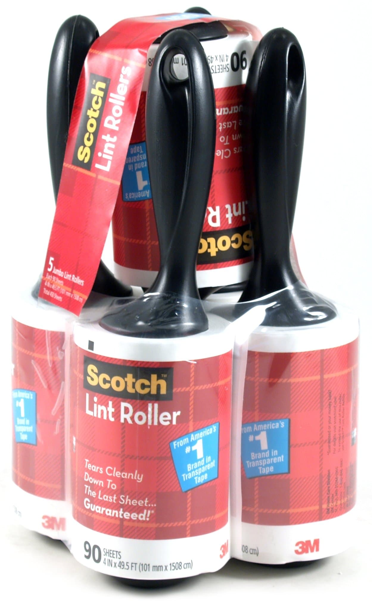 Scotch 3M Jumbo 90 Sheet Lint Rollers - 5pk (a total of 450 sheets)