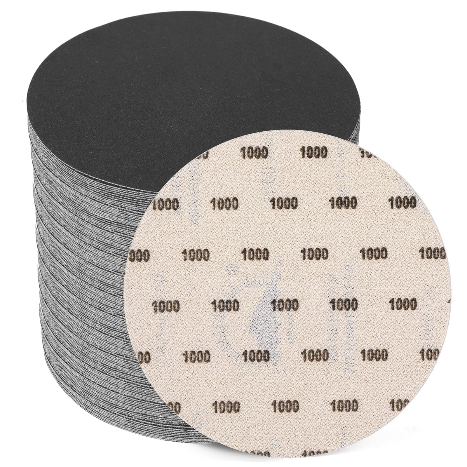 6 Inch 1000 Grit Sanding Disc, GOH DODD 25 Pieces Wet Dry Sandpaper Hook and Loop Sanding Pads Silicon Carbide Sand Paper for Random Orbital Sander Auto Metal Glass Resin Wood Polishing Sanding