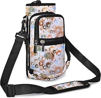 AUPET Water Bottle Sling Bag Sleeve Holder Carrier 25/32/40/64 oz,Insulated Crossbody Water Bottle Case Cover with Strap and Pockets for Men/Women Walking Hiking (Watercolor Style, 32oz)