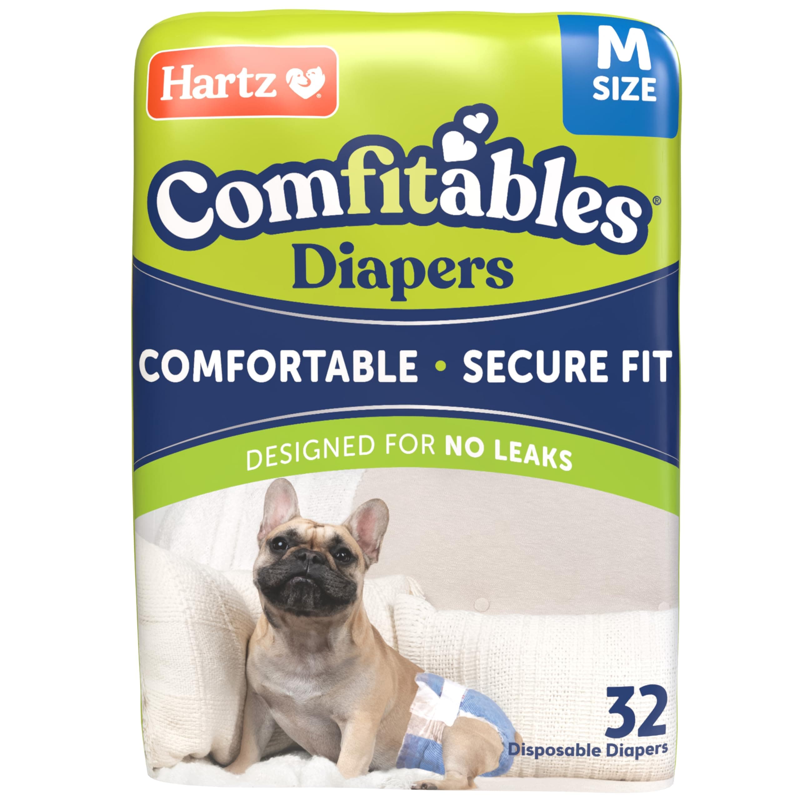 Hartz Disposable Dog Diapers, Size M 32 count, Comfortable & Secure Fit, Easy to Put On
