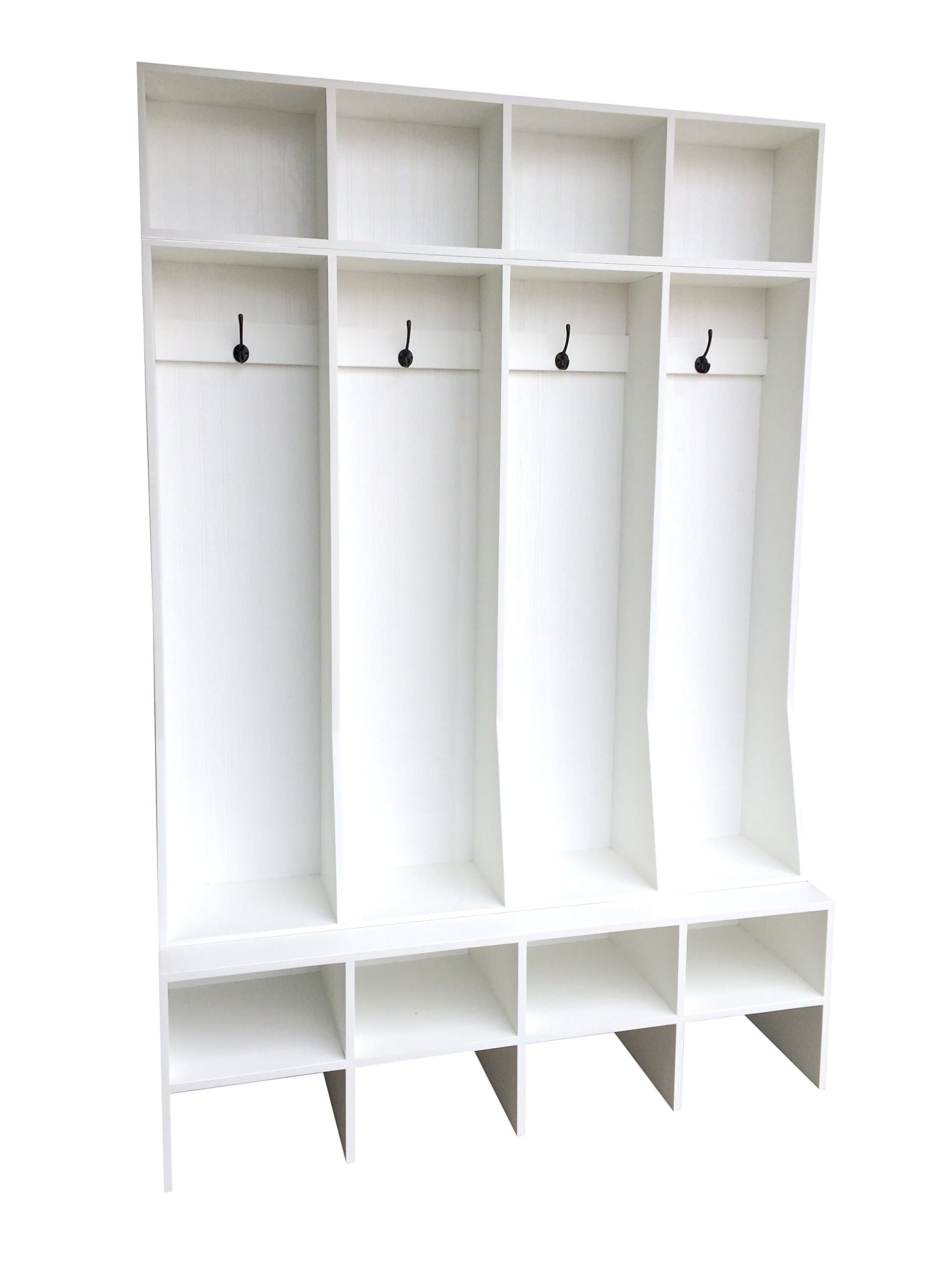 Rustic Farmhouse - Mudroom Organizer with 4 Cubbies Sections and 12 Additional Storage Cubes