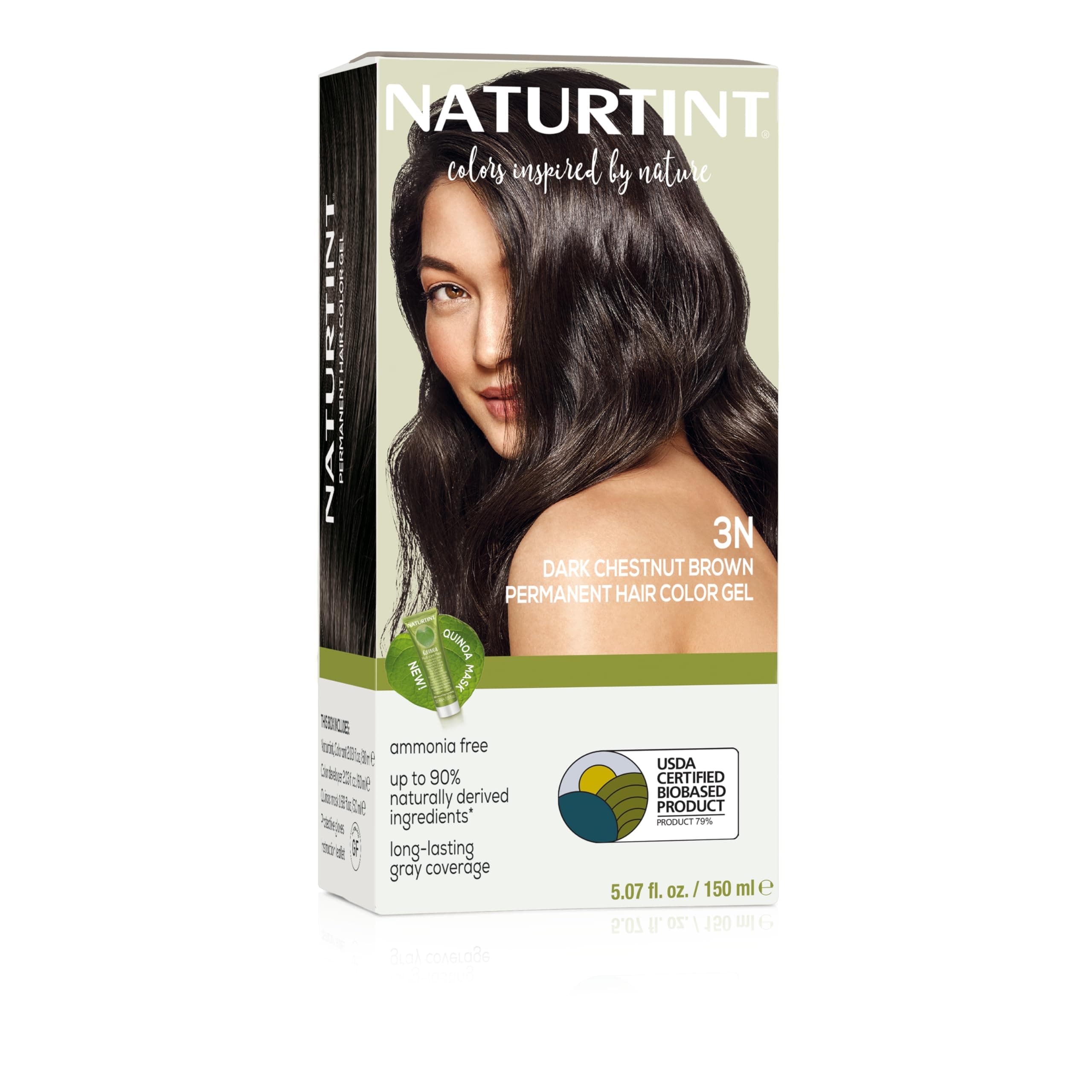 Naturtint Permanent Hair Colour | For Long Lasting Grey Coverage | Intense & Radiant Colour Shine | Enriched With Natural Ingredients | Free From Ammonia & Paraffin | 3N-Dark Chestnut Brown 170Ml