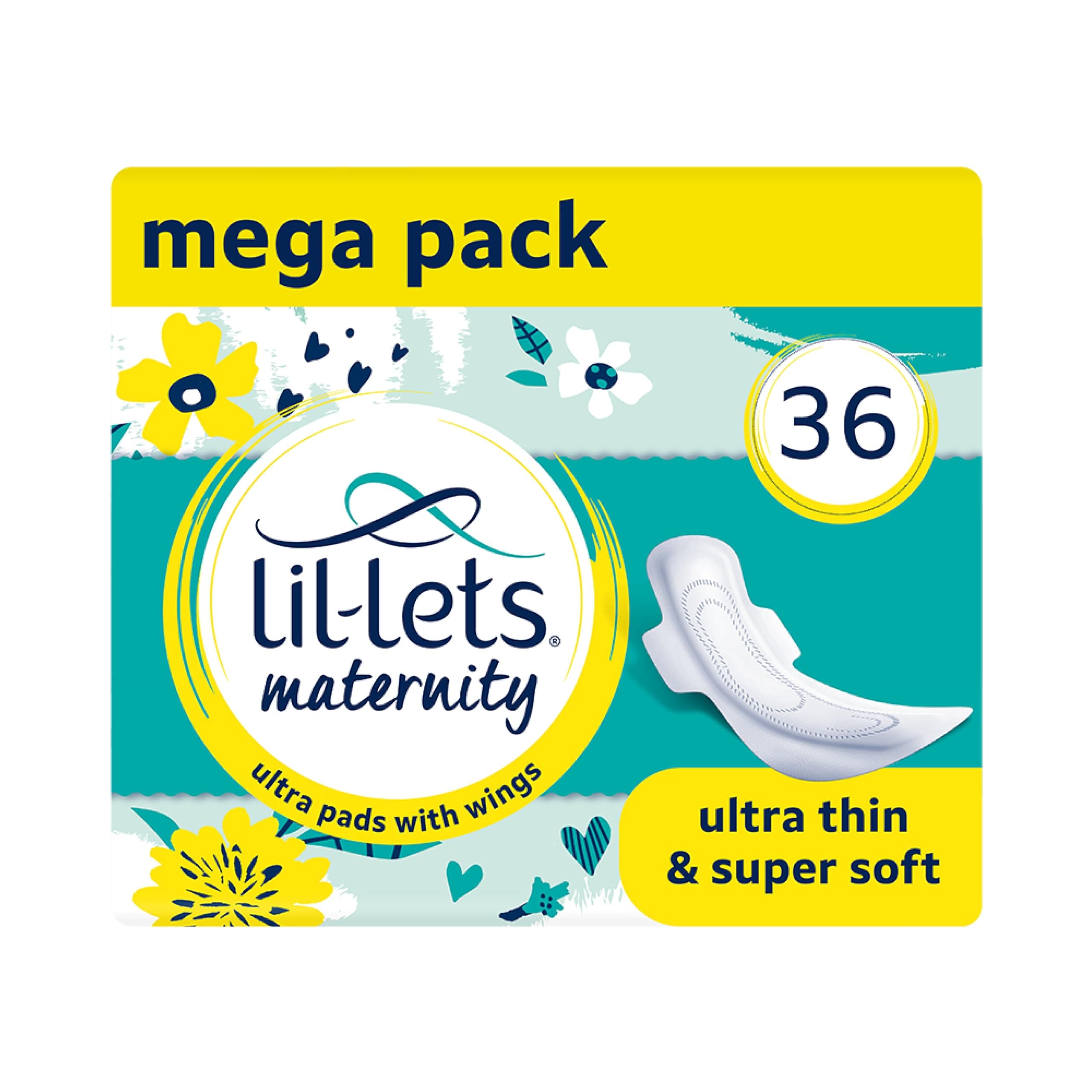 Maternity Ultra Thin Pads with Wings – 36 Pack Bundle for Post-Natal Bleeding & Lighter Flow – Postpartum Essentials - Long, Extra Absorbent, Soft & Cushioned Maternity Towels, Fragrance-Free