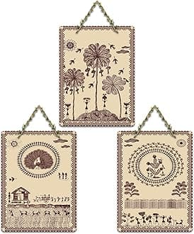 Artvibes Warli Village Life Home Decorative Wall Art For Living Room | Bedroom | Gifts | Wall Hanger For Decoration | Modern Decor Items | Artwork | Wall Sculpture | Signs & Plaques (WH_9626N)