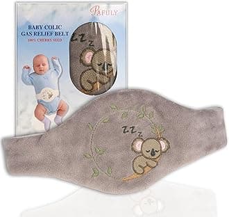 Baby Colic Gas and Upset Stomach Relief for Newborns-100% Cherry Seed-Heated Tummy Wrap-Colic Baby Swaddling Belt for Natural Relief–Soothing and Calming (Gray)