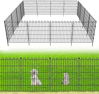 10 Panels No Dig Decorative Garden Fence for Yard, 24 in(H) X 20 ft(L) Animal Barrier Fencing for Outdoor Dog, Metal Portable Garden Fences for Borders, Pets, Landscape, Temporary Fence