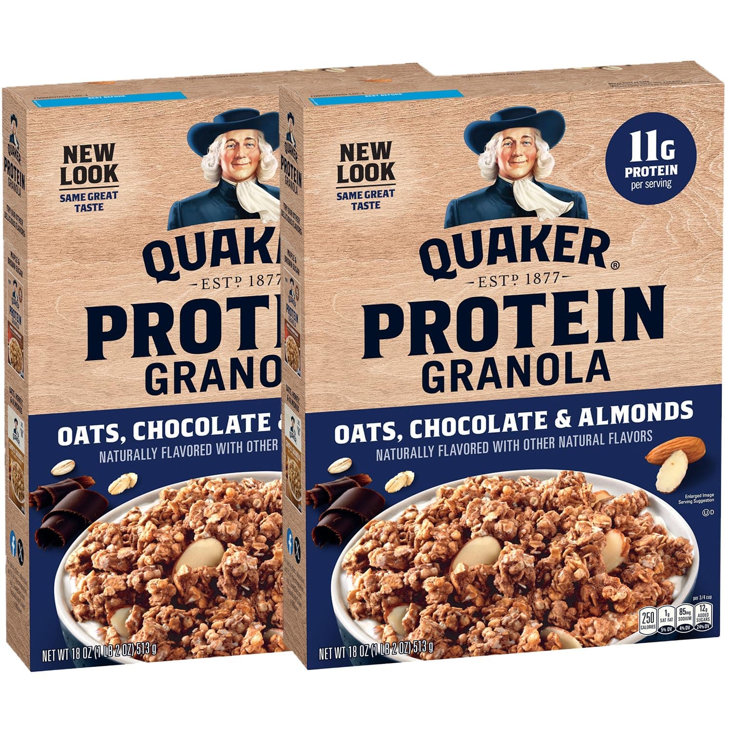 Protein Granola, Oats Chocolate, & Almonds, 18oz Boxes (2 Pack)