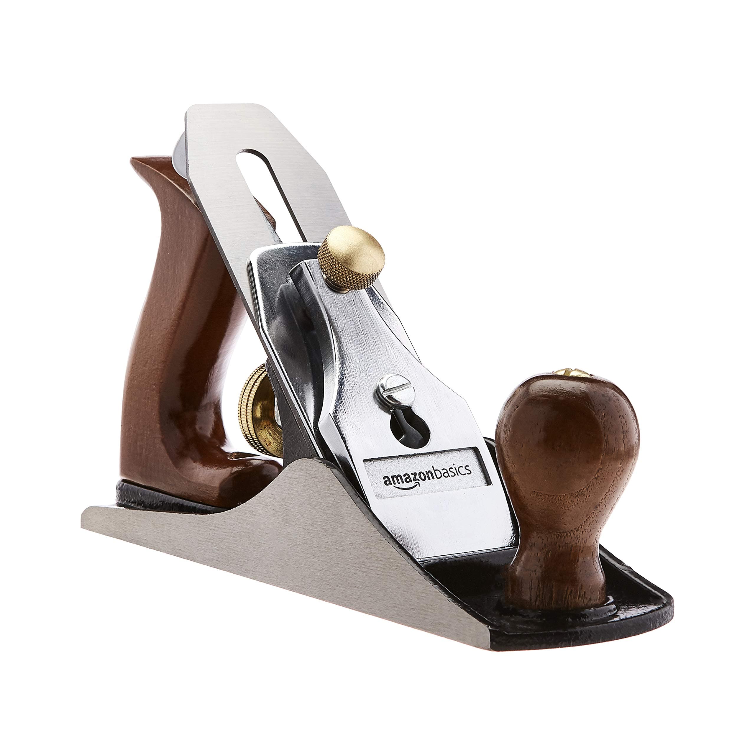 Amazon Basics No.4 Adjustable Universal Smoothing Bench Hand Plane – 2-Inch (50.8 mm) Blade and Wooden Handles for Precision Woodworking, Brown