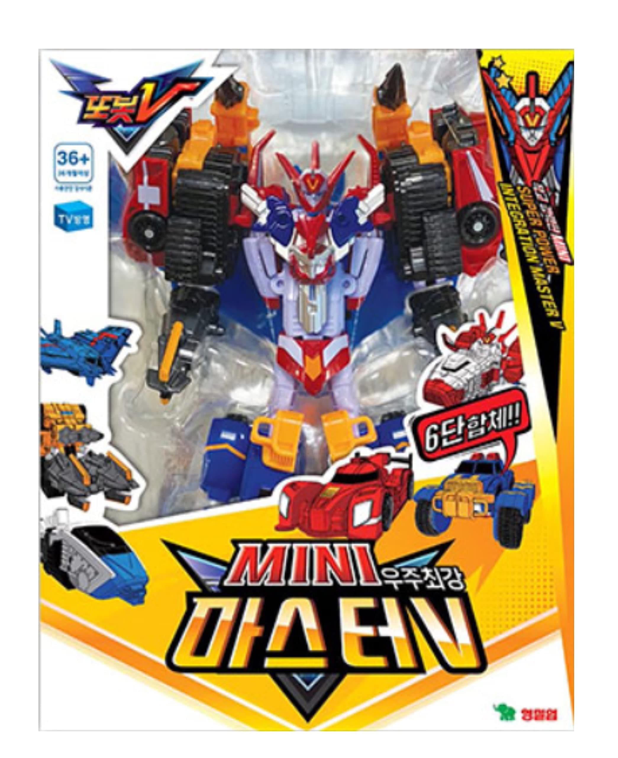 YOUNGTOY TOBOT V Mini Master V / Separated into 6 Mini Vehicles and can be merged into a Master V Robot / Korean Animation Robot Character / Age Recommended: 36+ Month